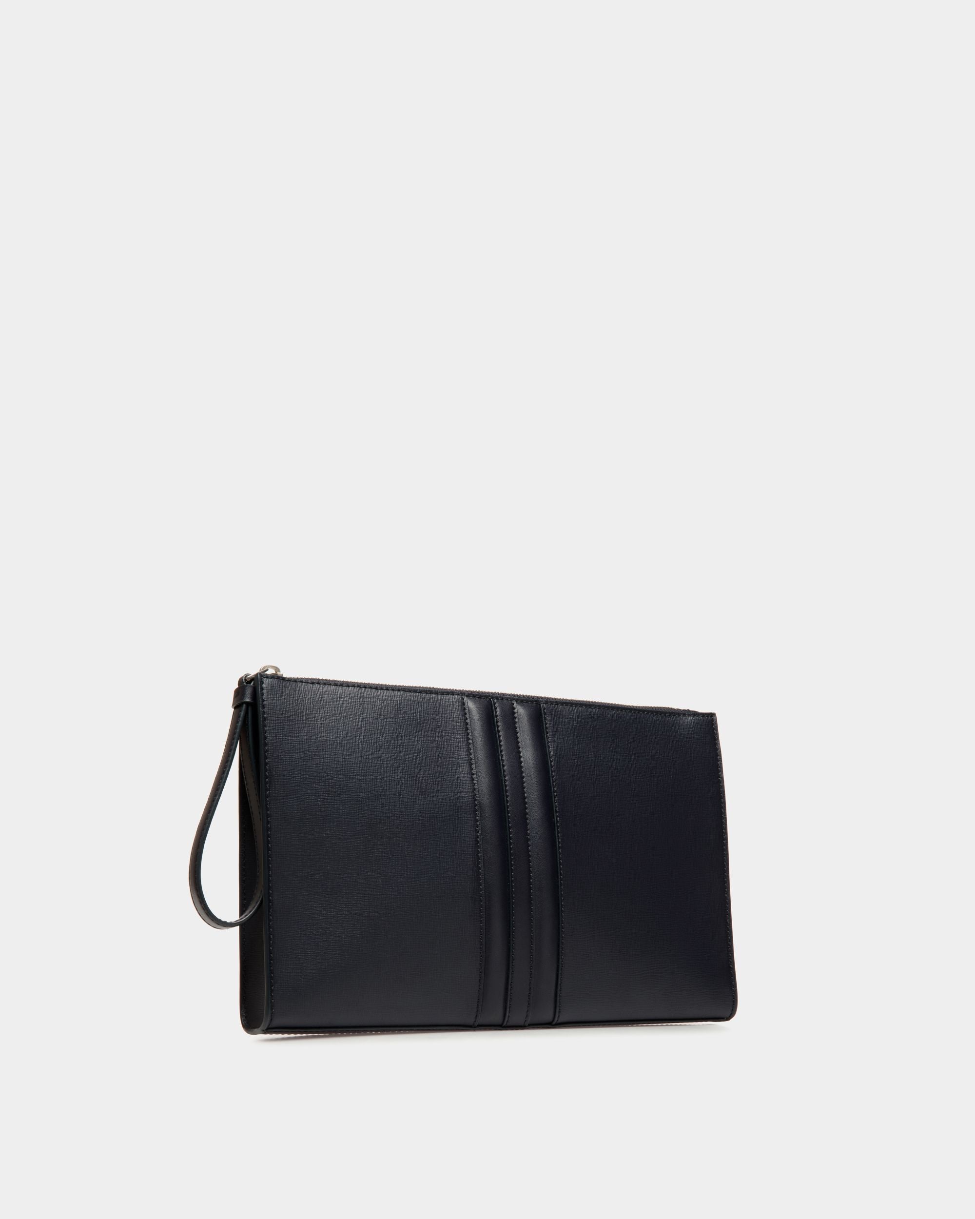 Mythos Pouch in Navy Blue Recycled Leather - Hombre - Bally - 03