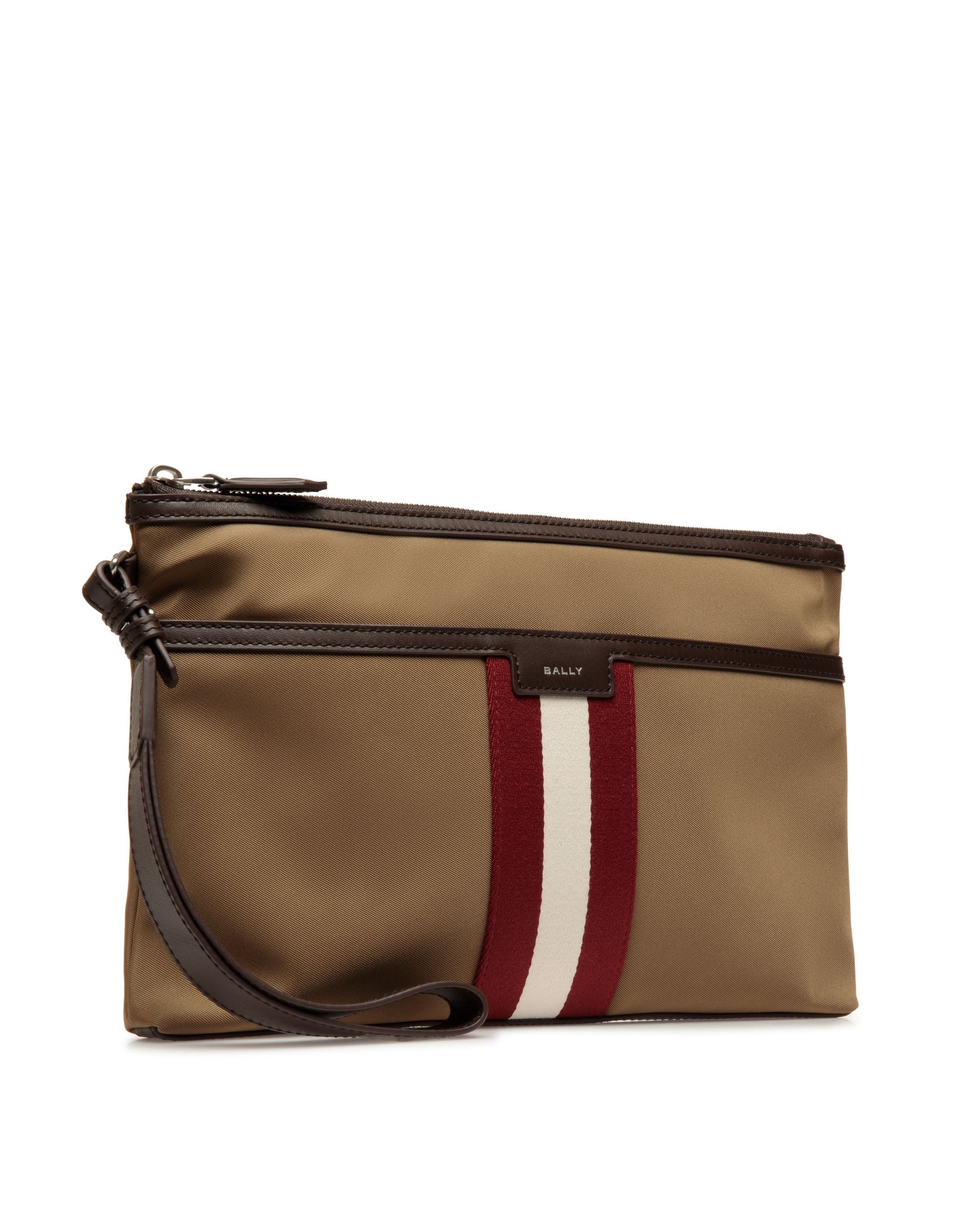 Code Pouch in Camel Nylon - Men's - Bally - 01