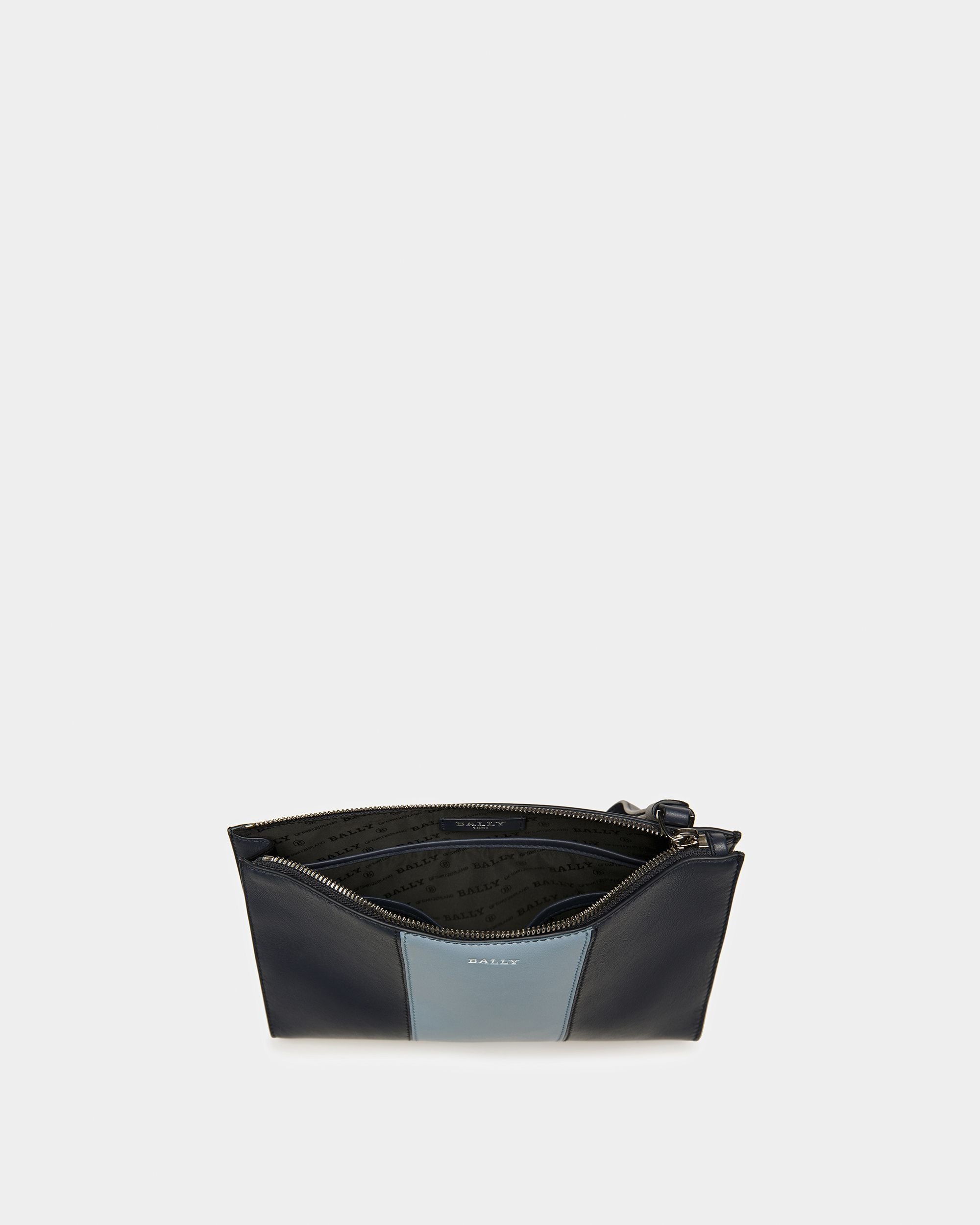 Haig Leather Clutch In Midnight Blue And Light Blue - Men's - Bally - 04