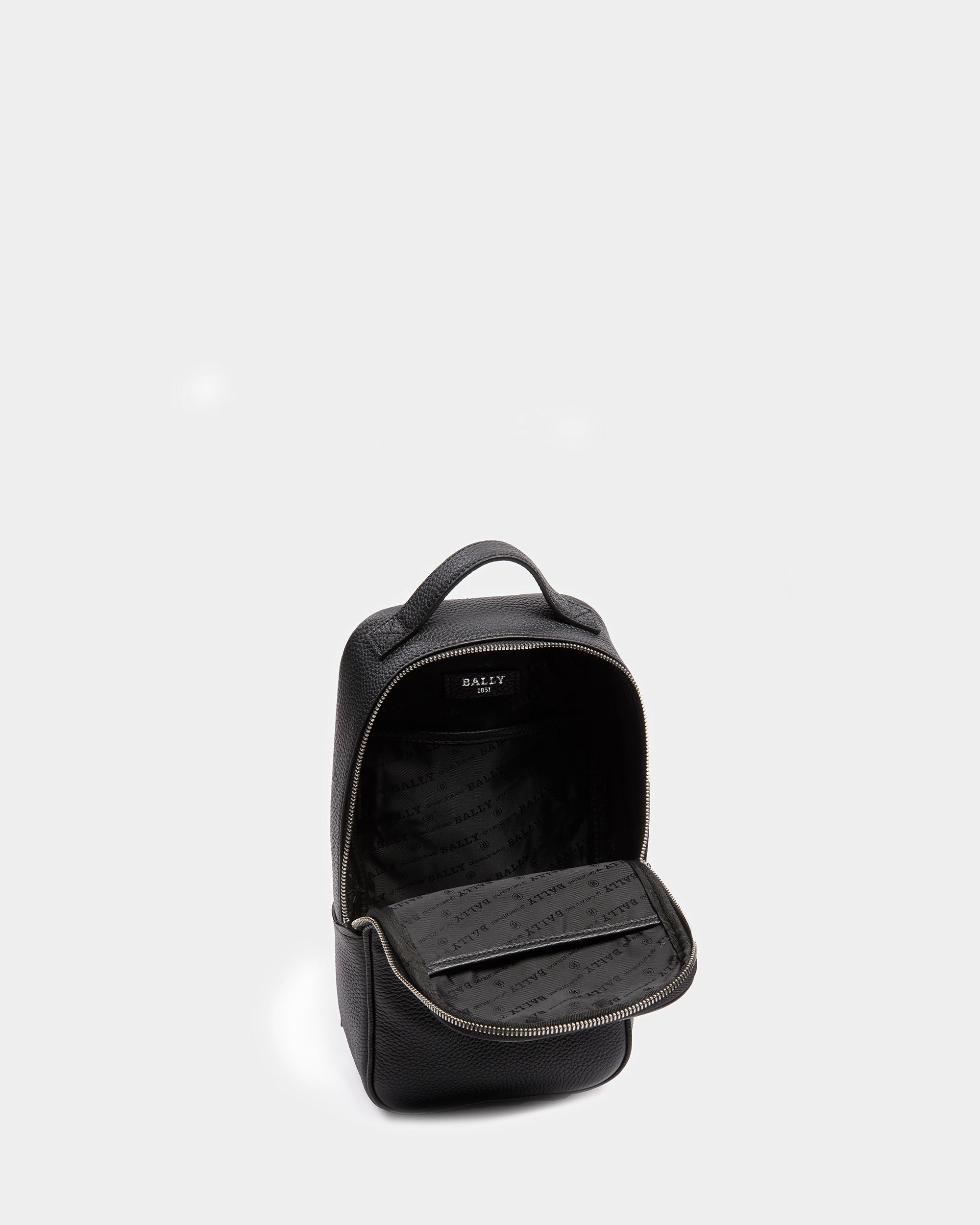 Halikho Leather Sling Bag In Black And Palladium - Men's - Bally - 04