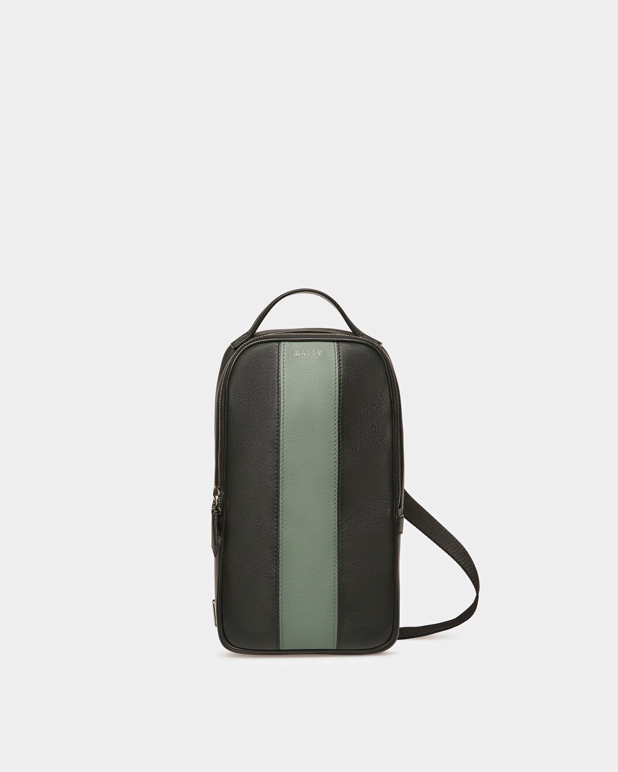 Halikho Bolso Cruzado A La Espalda De Piel En Negro Y Salvia - Hombre - Bally - 01