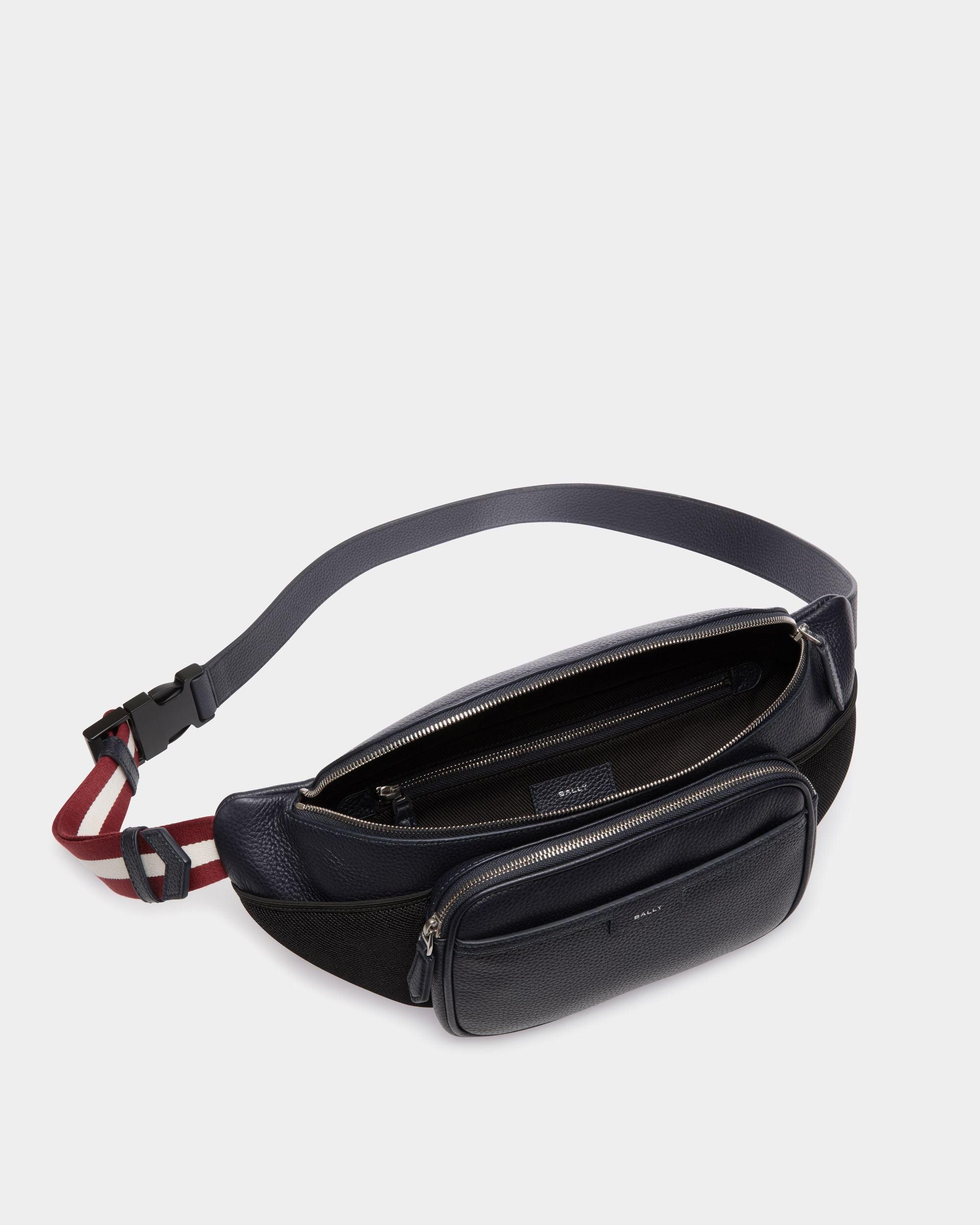 Code Shoulder Bag In Blue Leather - Men's - Bally - 04