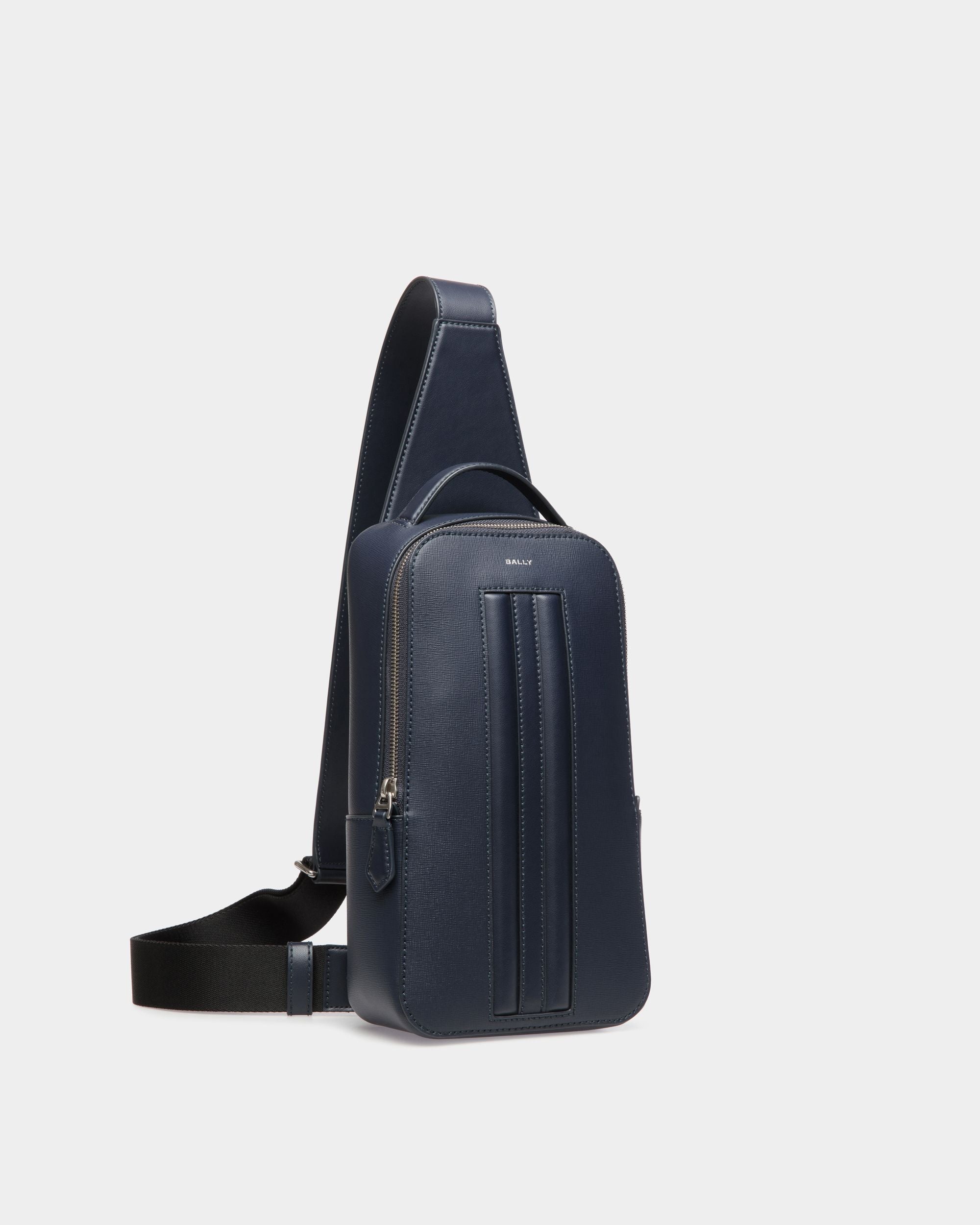 Mythos Backpack in Navy Blue Recycled Leather - Men's - Bally - 03