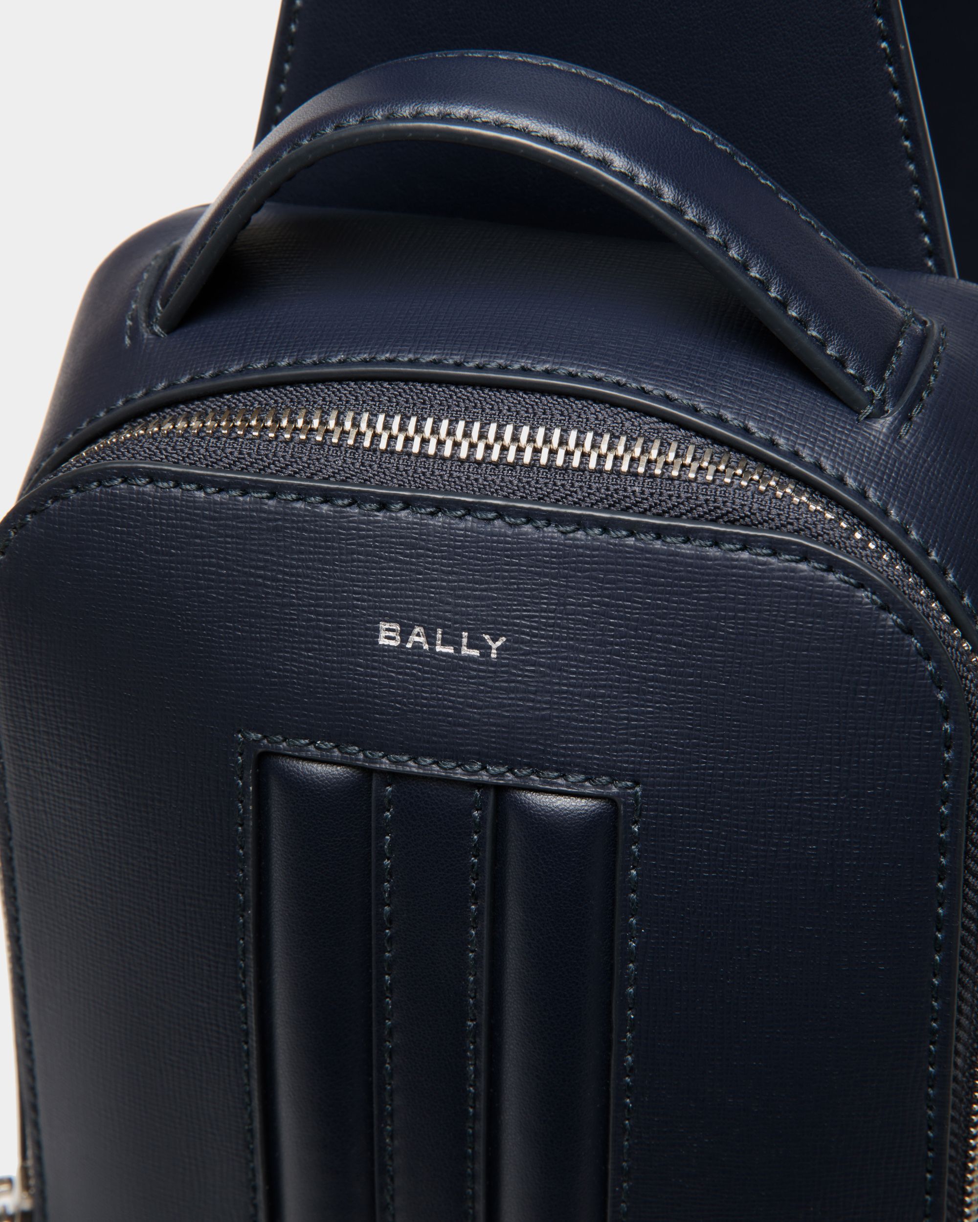Mythos Backpack in Navy Blue Recycled Leather - Men's - Bally - 05