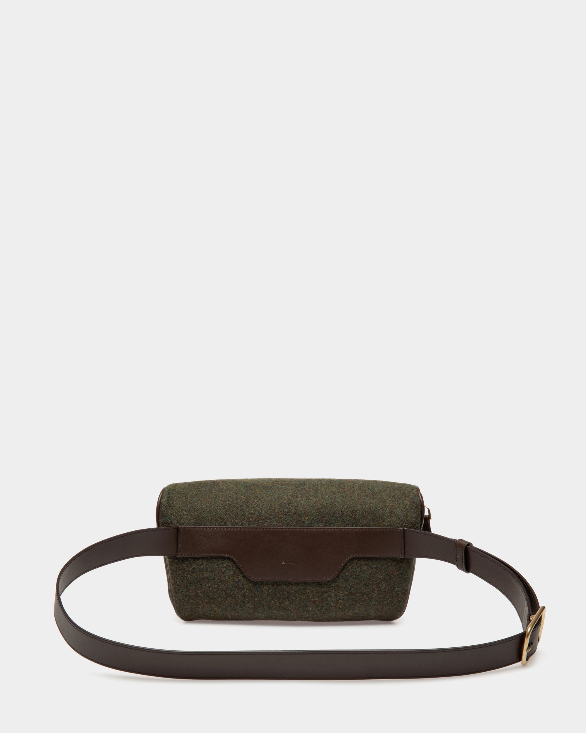 Riñonera De La Cápsula Winter De Lana Verde Oscuro Y Piel Ébano Con Alpine Flower - Hombre - Bally - 02