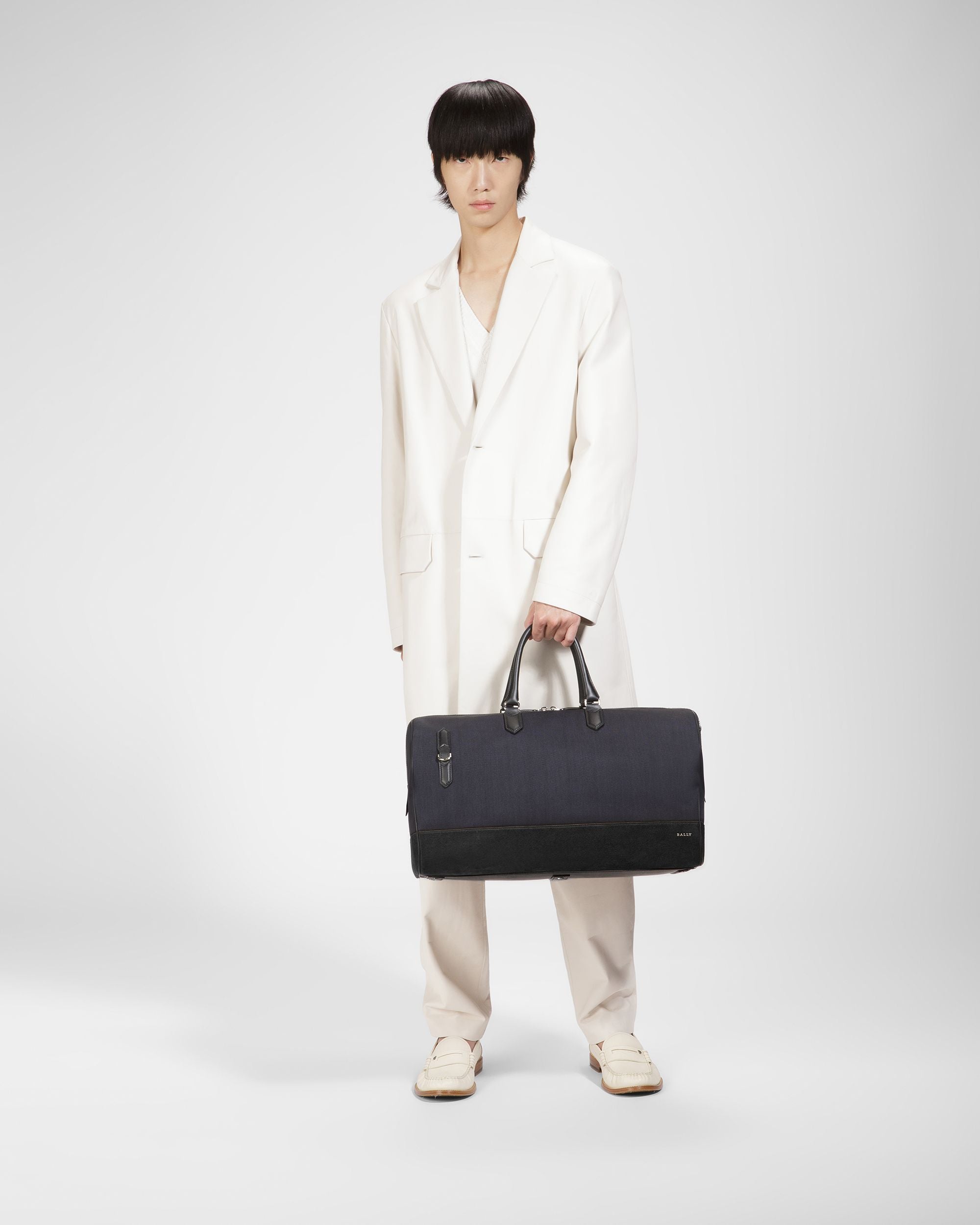 Caius Bolso De Viaje De Piel Y Nailon Color Medianoche - Hombre - Bally - 06