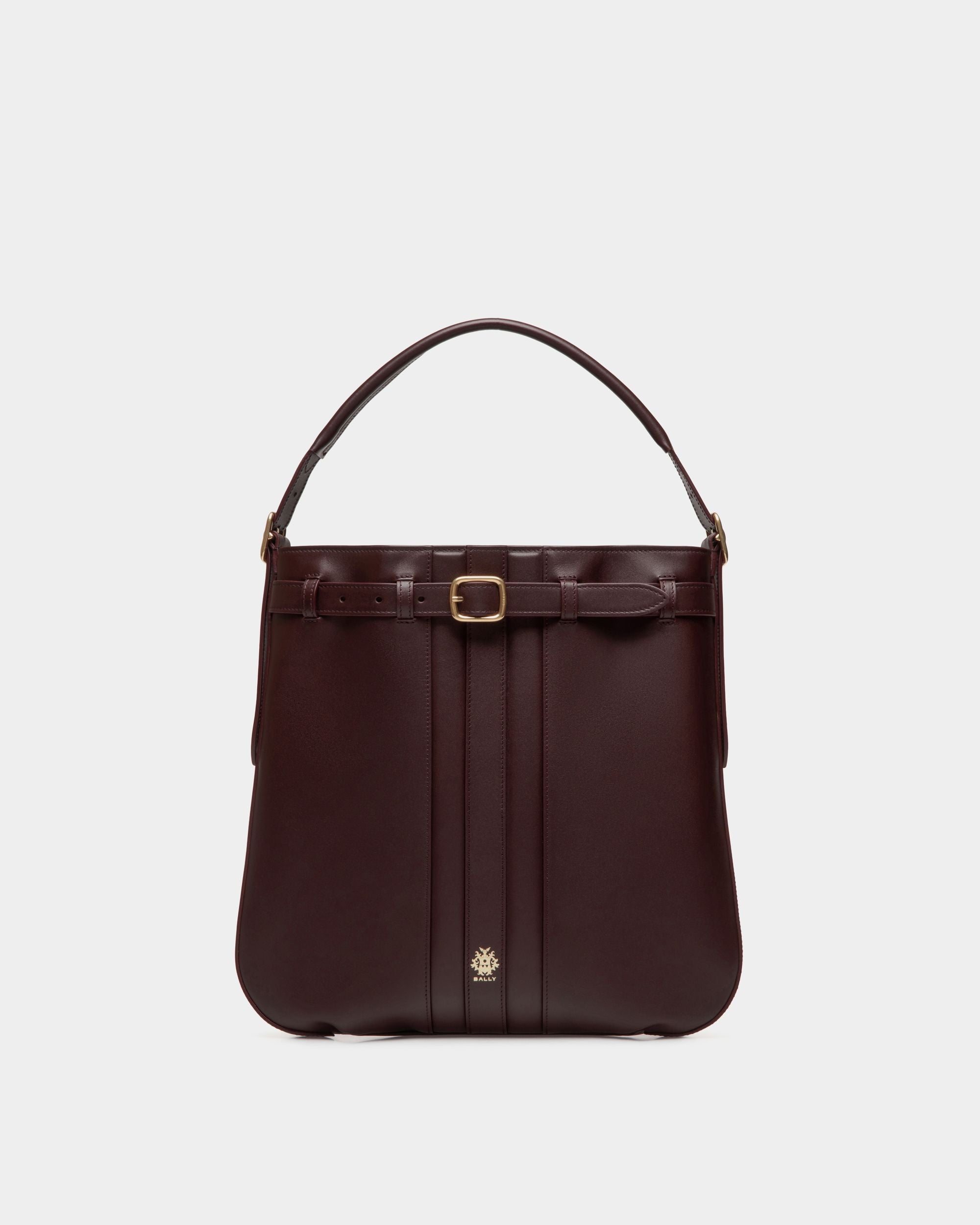 Beckett Crossbody Bag In Deep Burgundy Leather - Hombre - Bally - 01