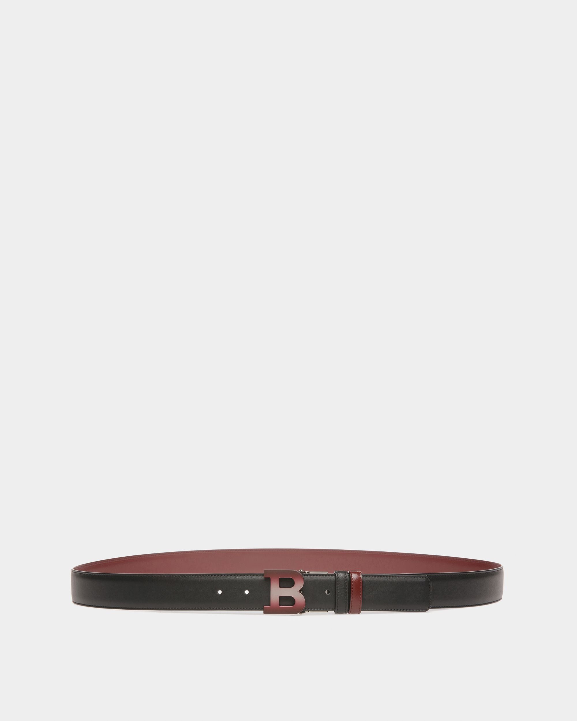 Bally Iconic Buckle Belt 35Mm In Black And Heritage Red Leather - Men's - Bally - 01