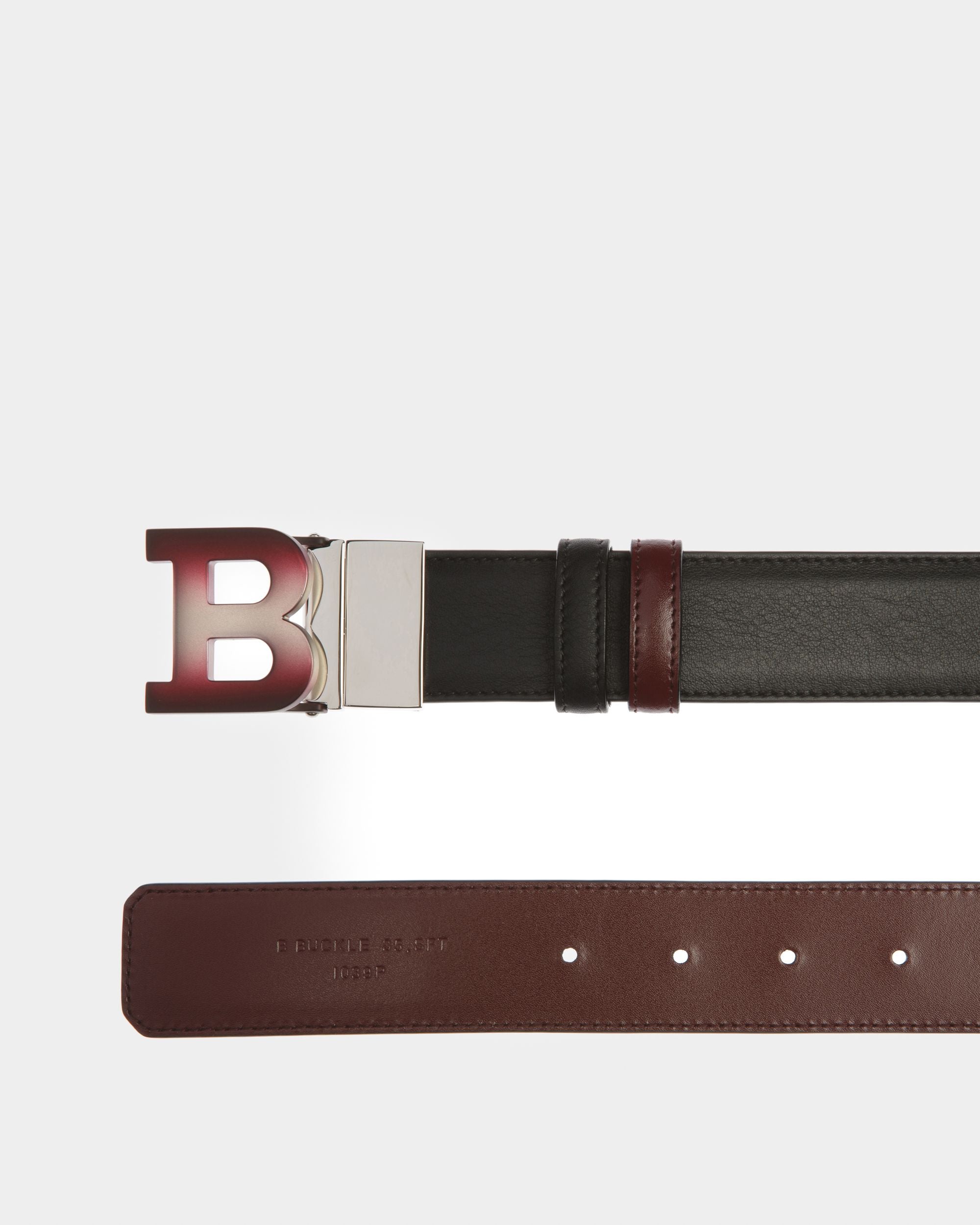 Bally Iconic Buckle Belt 35Mm In Black And Heritage Red Leather - Men's - Bally - 02