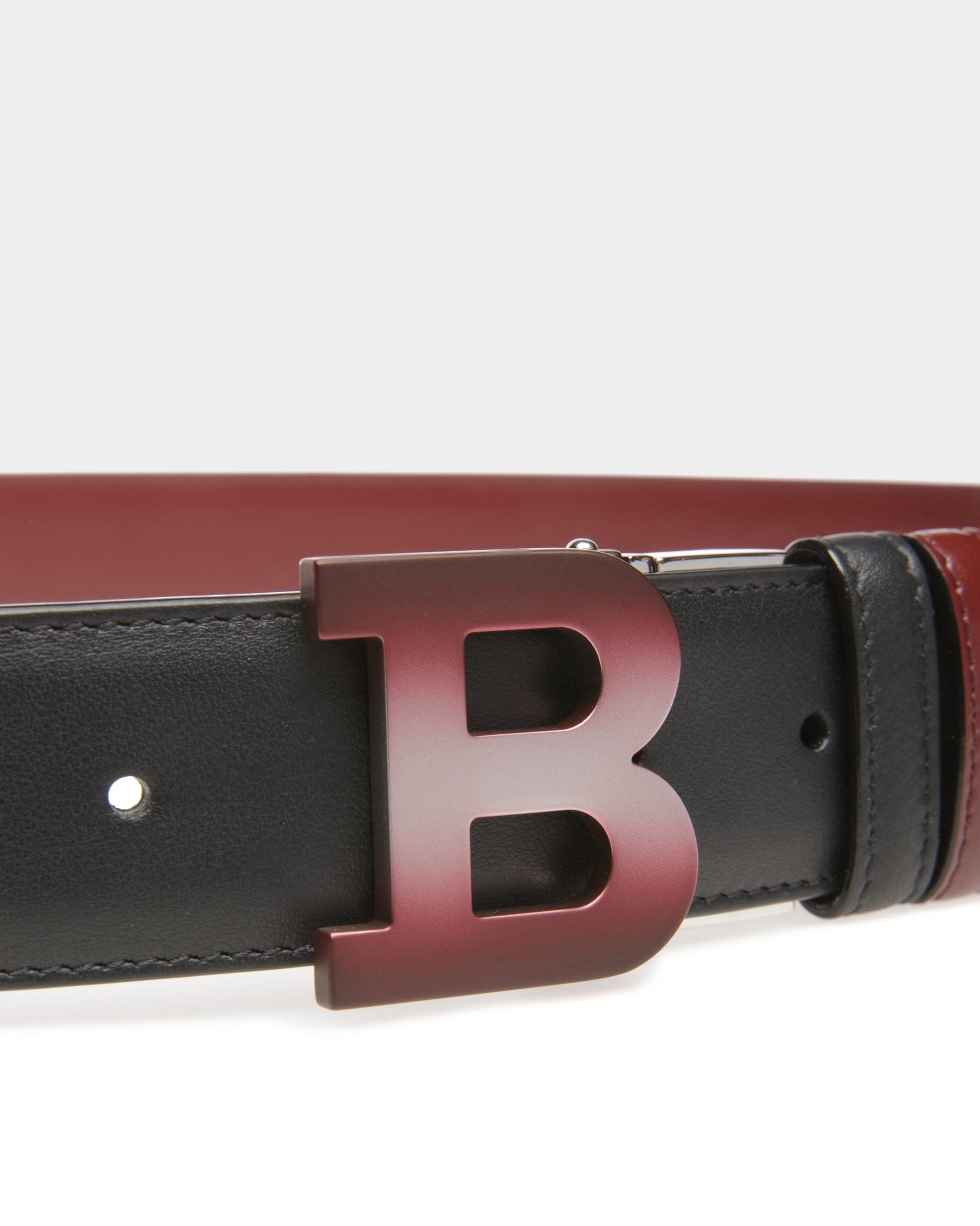 Bally Iconic Buckle Belt 35Mm In Black And Heritage Red Leather - Men's - Bally - 03
