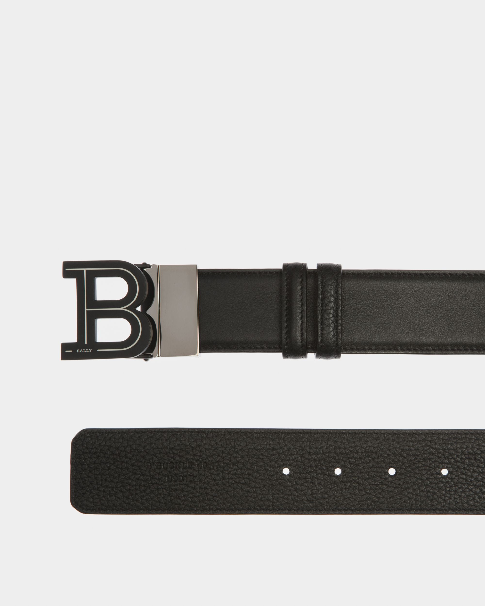 B Buckle Leather 40Mm Belt In Black - Men's - Bally - 02