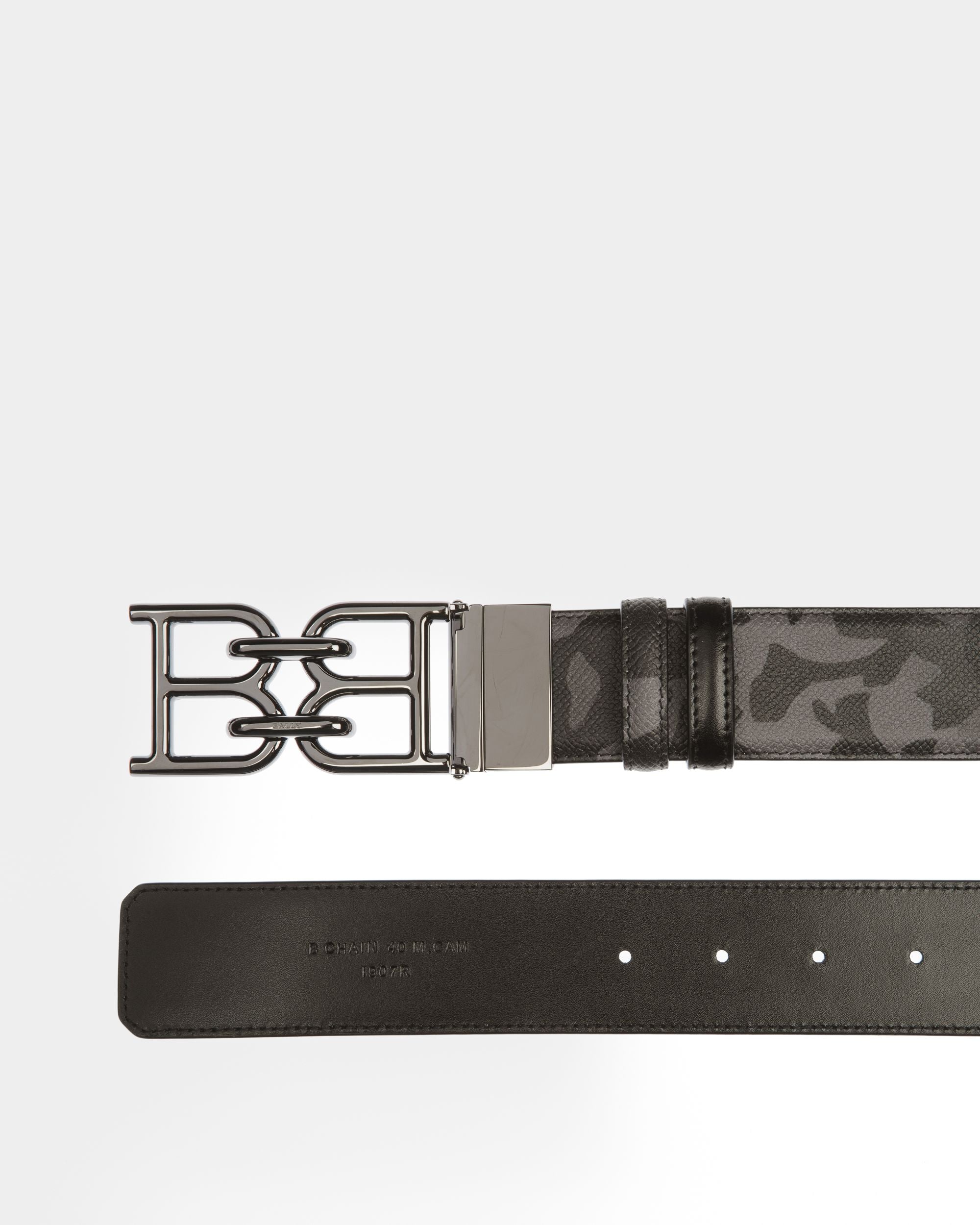 B-Chain Leather 40Mm Belt In Black - Men's - Bally - 02