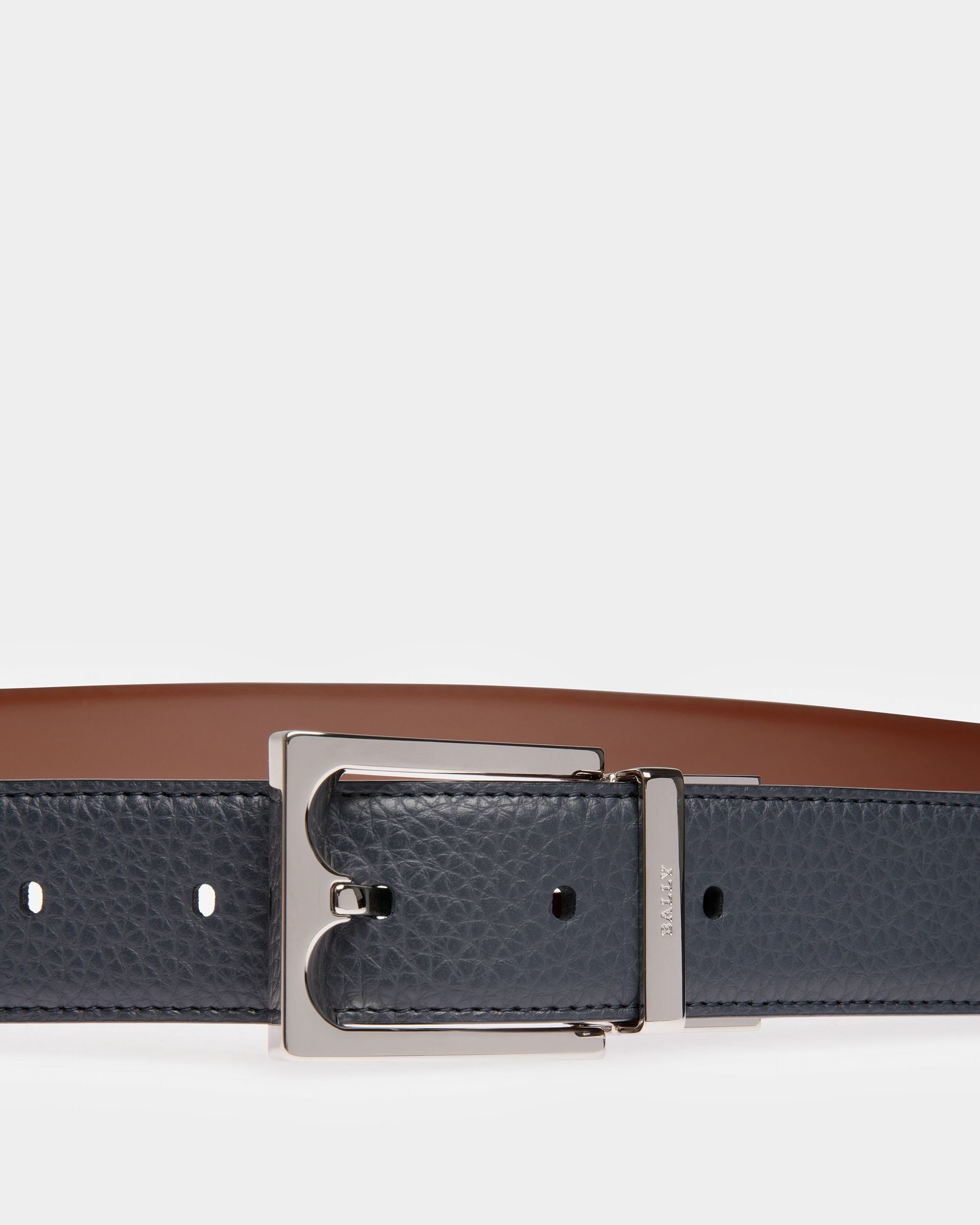 Belmond Cinturón De Piel En Azul Medianoche Y Marrón - Hombre - Bally - 02