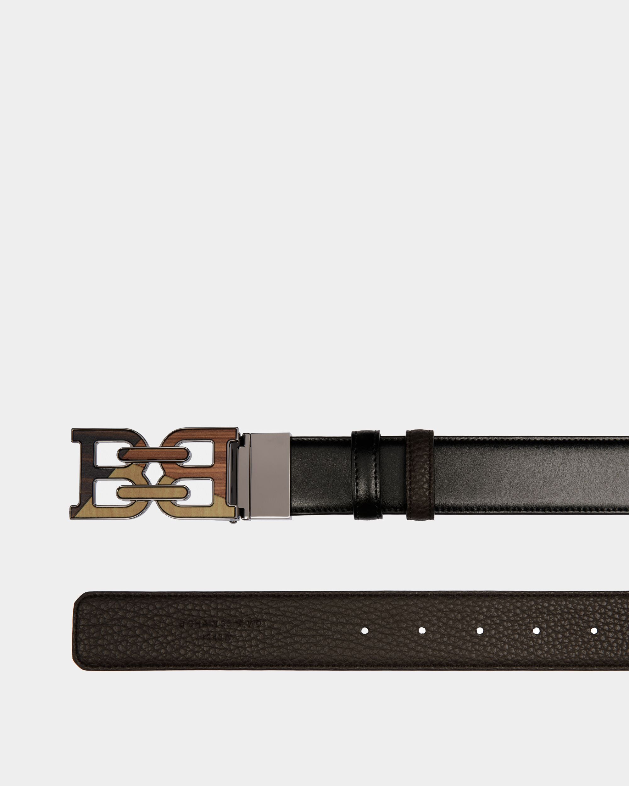 Bally Iconic Buckle Adjustable-Reversible Belt In Black Leather - Men's - Bally - 02