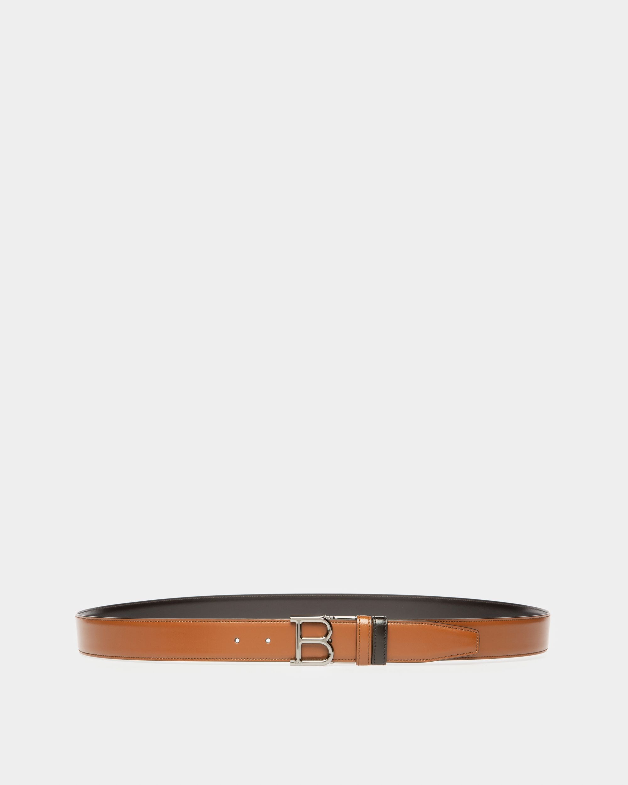 B Buckle Cinturón De 35 Mm En Piel De Color Marrón Y Negro - Hombre - Bally - 01