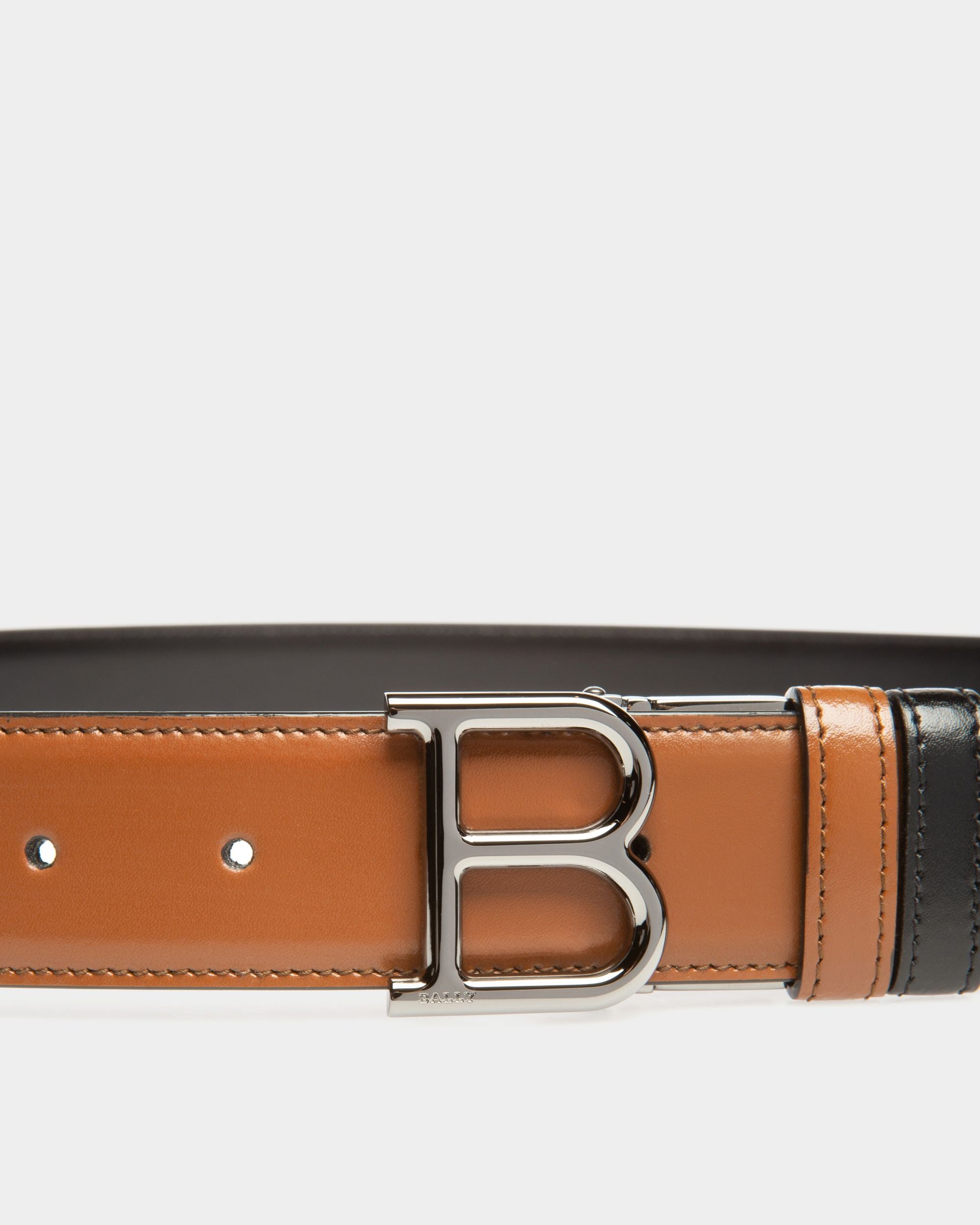 B Buckle Cinturón De 35 Mm En Piel De Color Marrón Y Negro - Hombre - Bally - 03