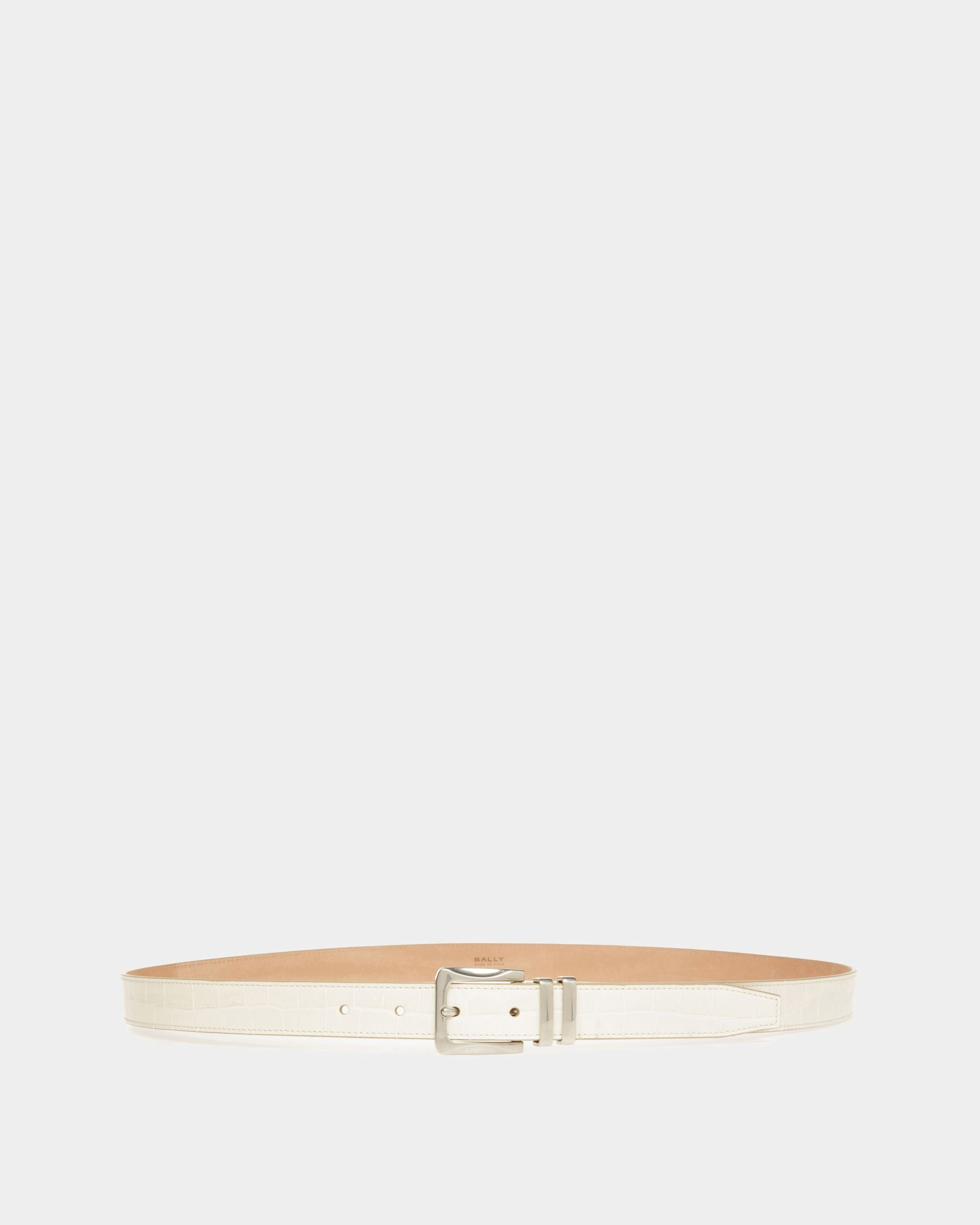 Casual Fixed 25mm Belt In Bone Leather - Men's - Bally - 01