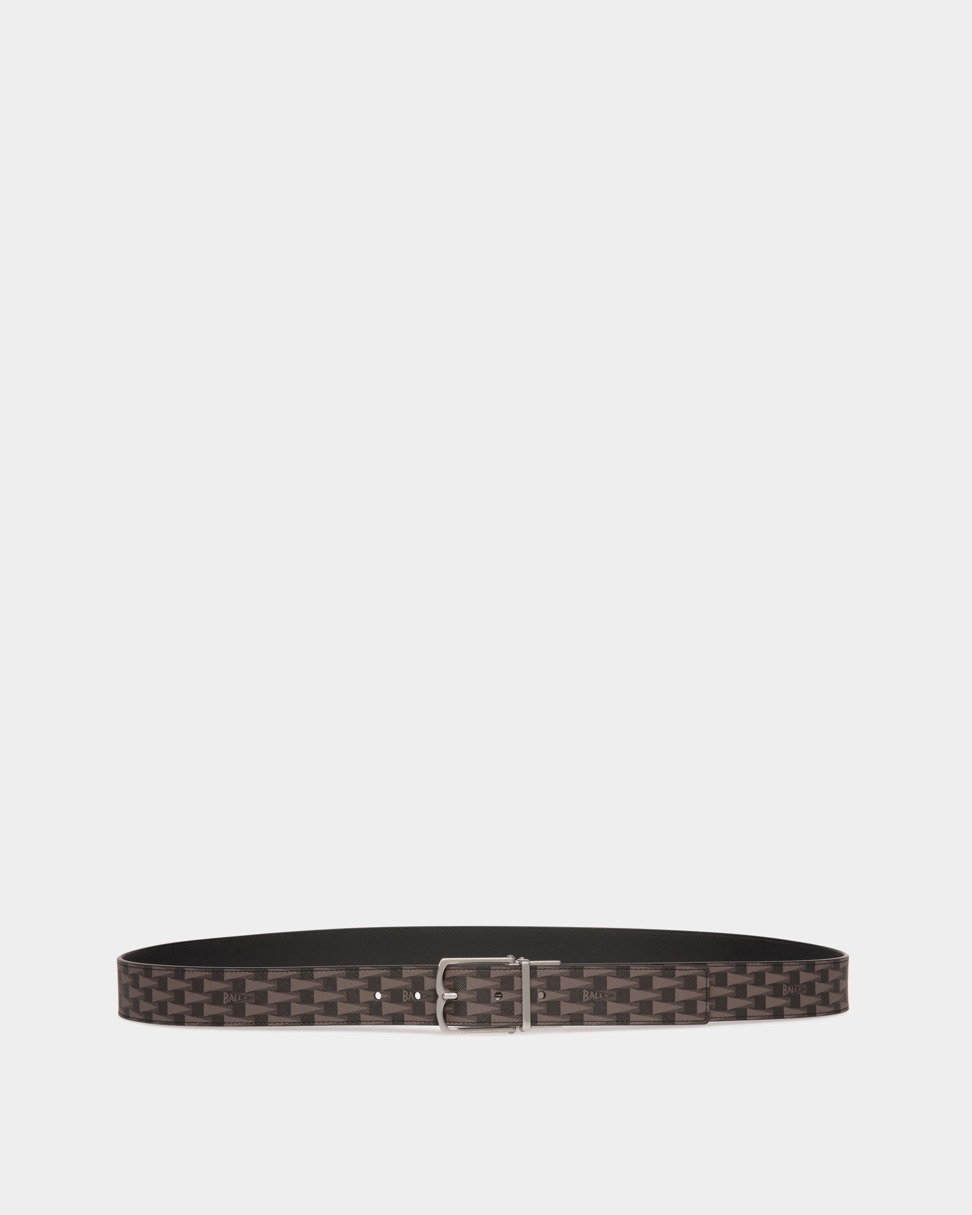 Country 35mm Reversible And Adjustable Belt In Black Pennant Motif And Leather - Men's - Bally - 01