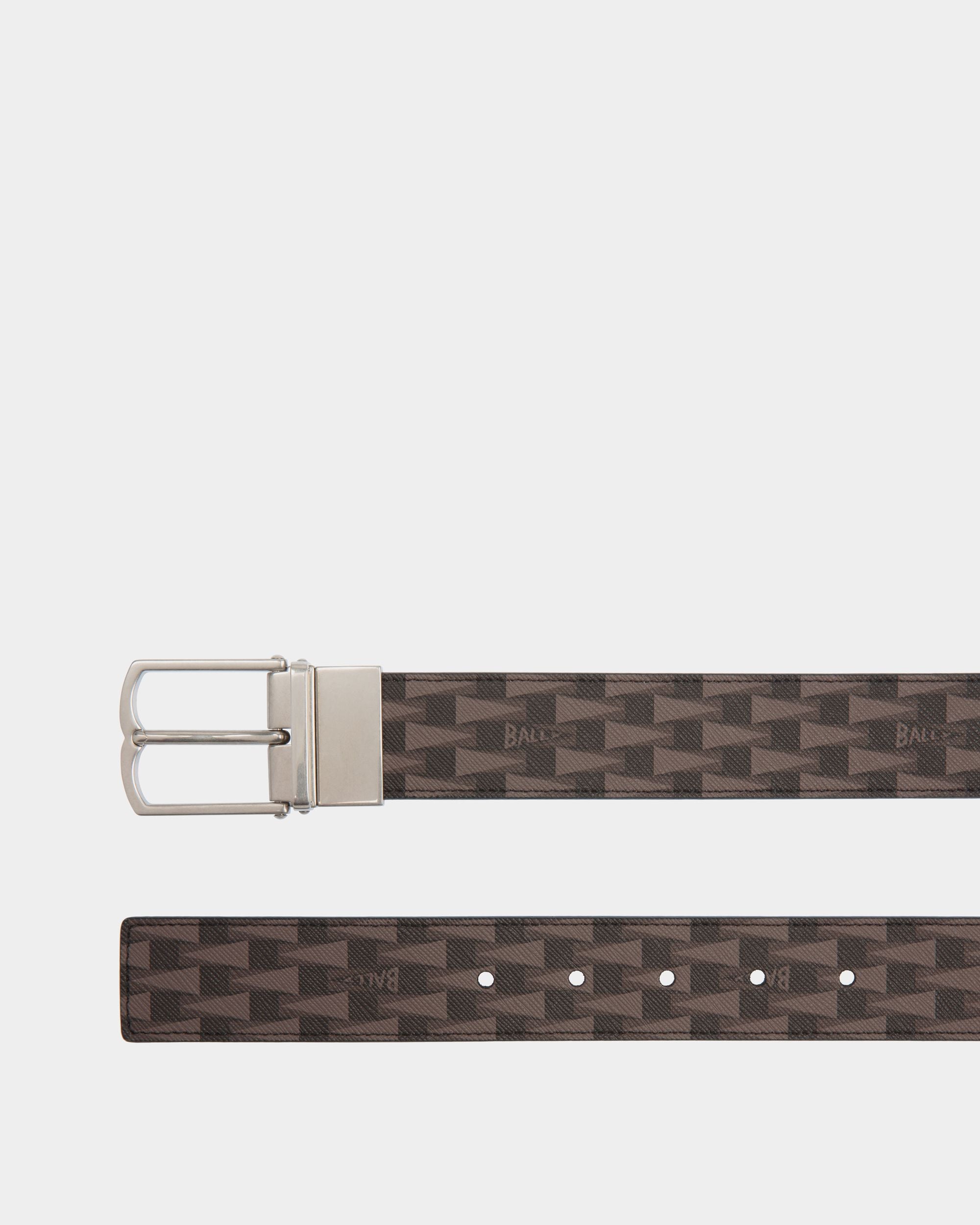 Country 35mm Reversible And Adjustable Belt In Black Pennant Motif And Leather - Men's - Bally - 02