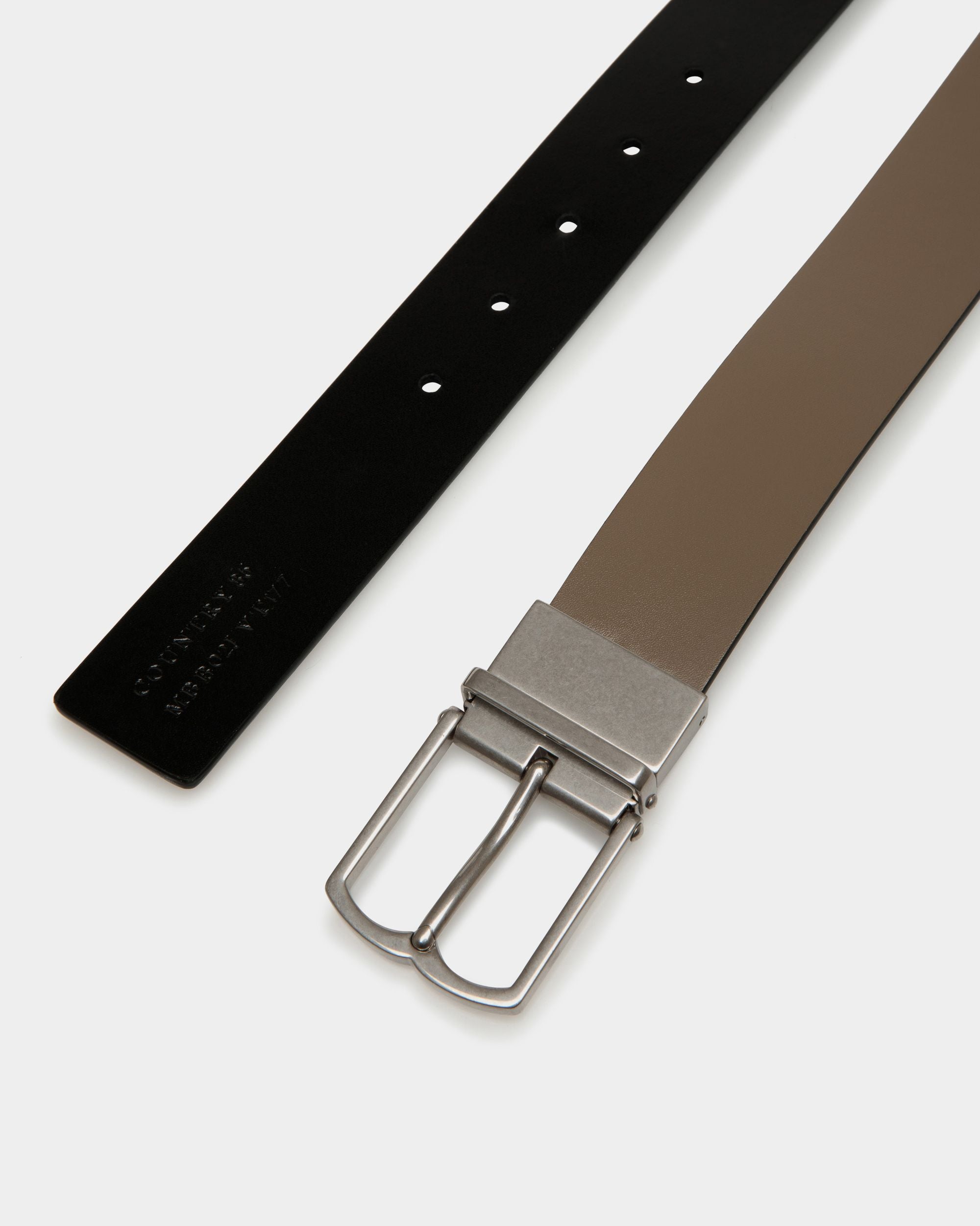 Cinturón Reversible Y Ajustable Country 35 Mm De Piel Beige Y Negra - Hombre - Bally - 02