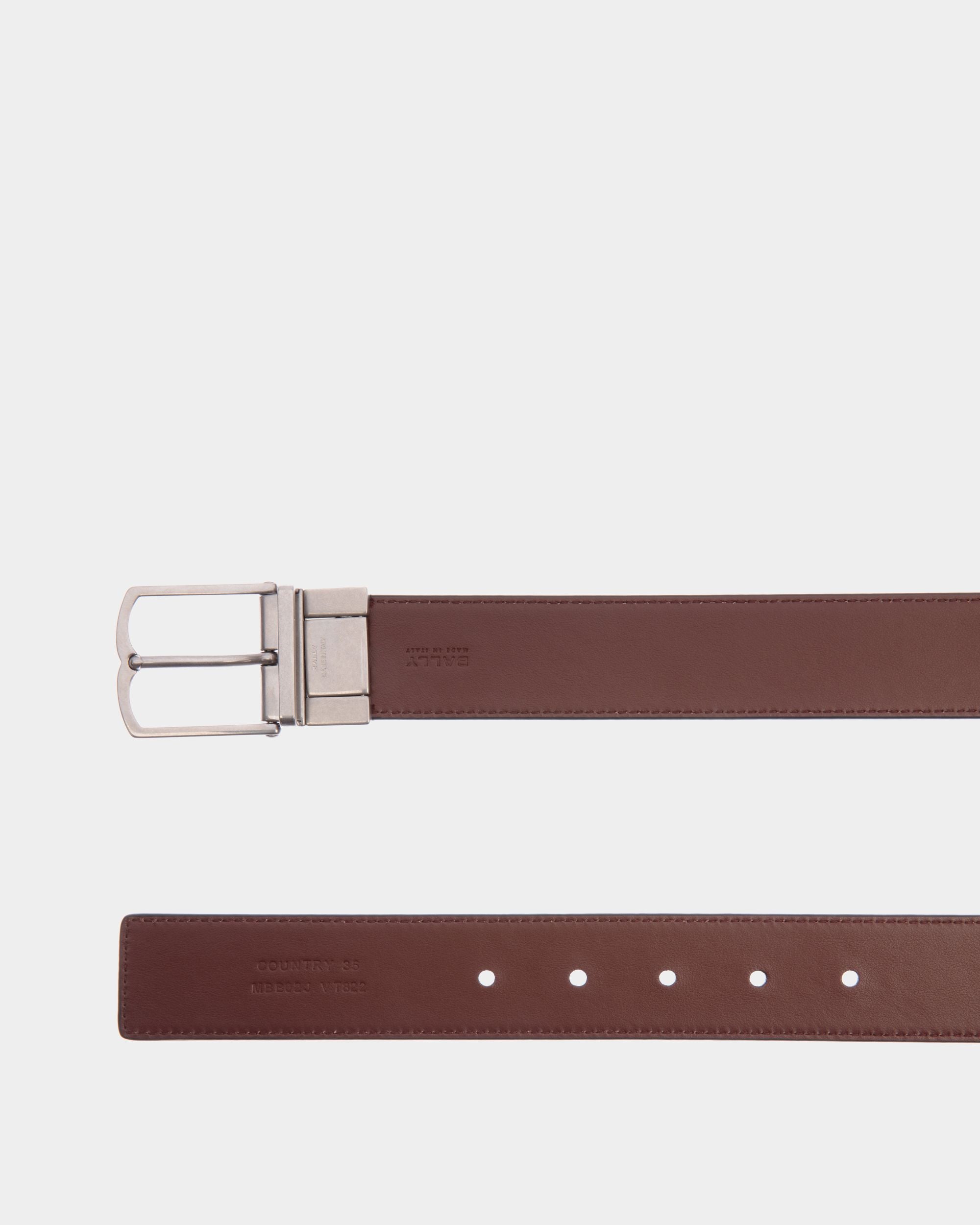 Cinturón Reversible Y Ajustable Country 35 Mm De Piel Ébano Y Marrón - Hombre - Bally - 02