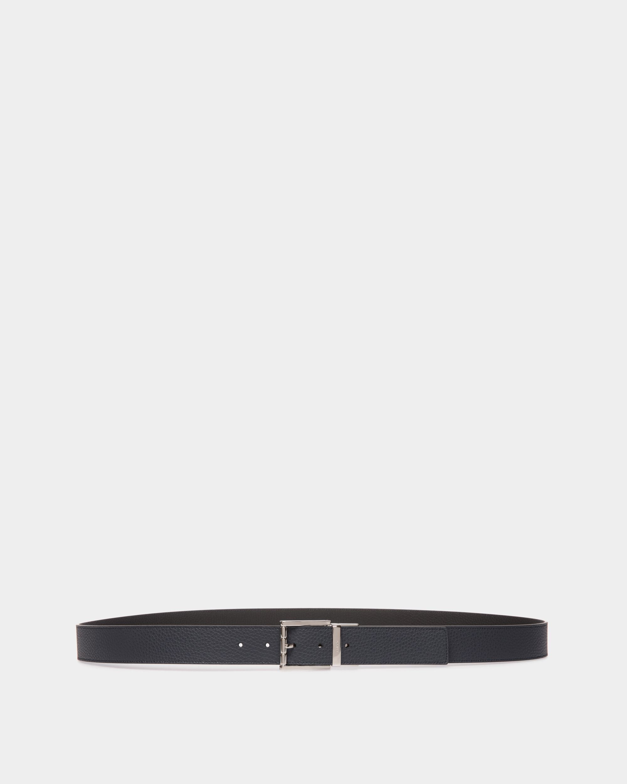 Cinturón Reversible Y Ajustable Astory 35 Mm De Piel Navy Blue Y Negra - Hombre - Bally - 01