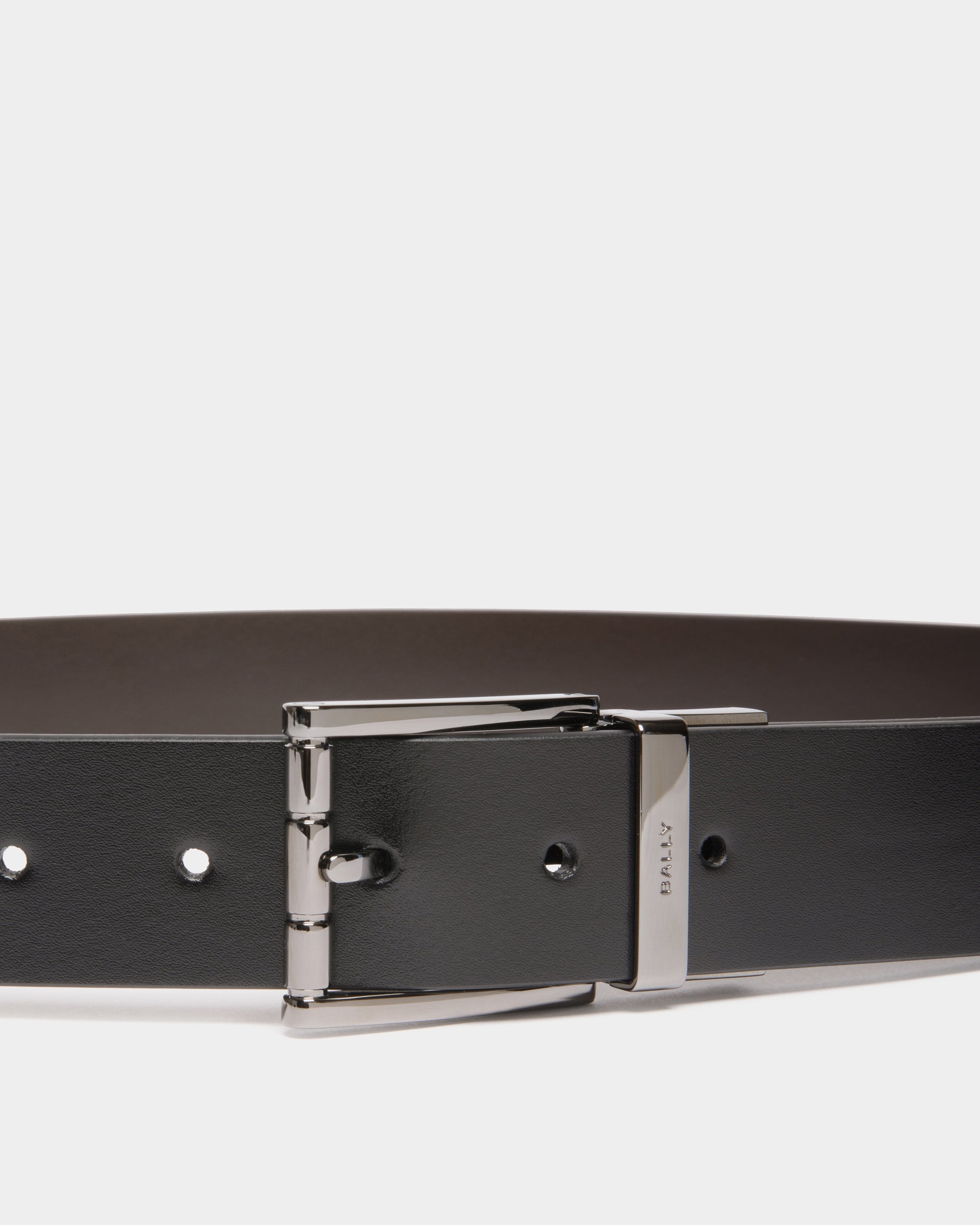 Cinturón Reversible Y Ajustable Astory De 35 Mm De Piel Negra Y Ébano - Hombre - Bally - 04