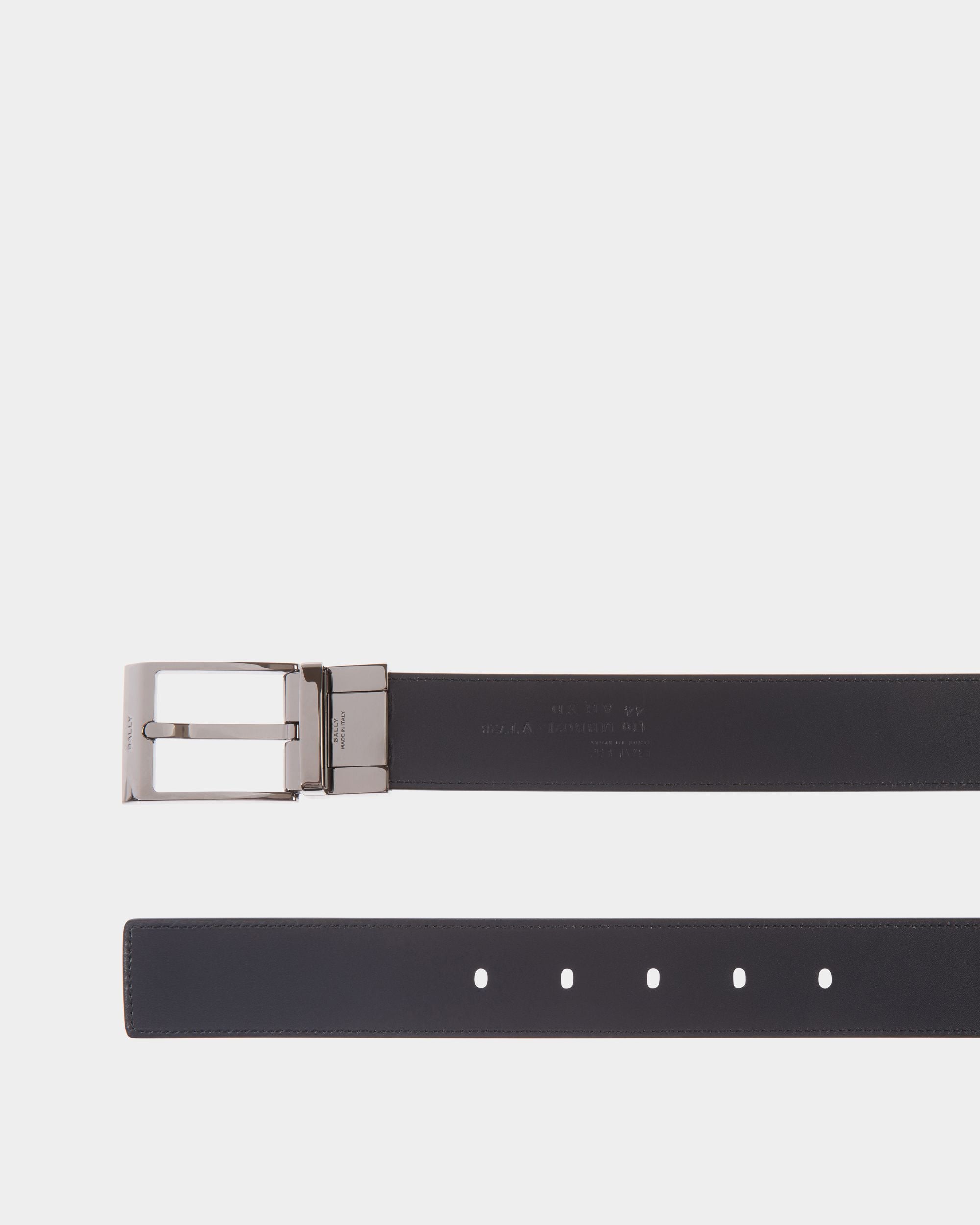 Cinturón Reversible Y Ajustable Shiffie De 35 Mm De Piel Negra Y Navy Blue - Hombre - Bally - 02