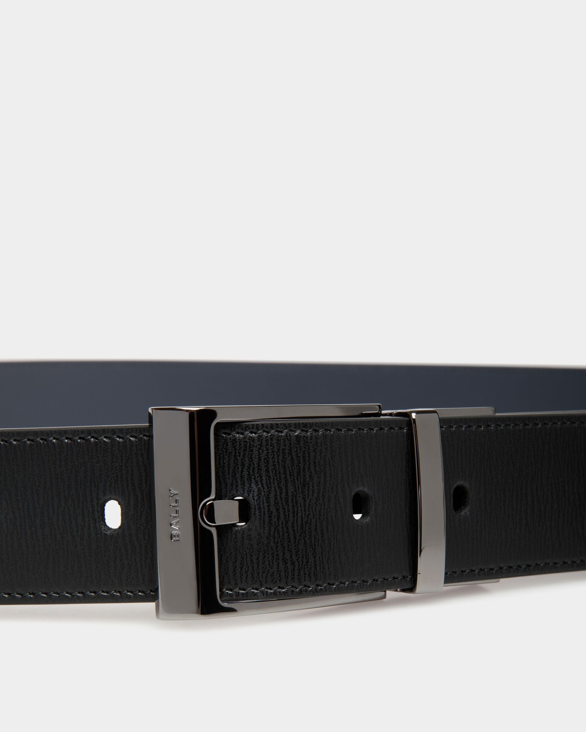 Cinturón Reversible Y Ajustable Shiffie De 35 Mm De Piel Negra Y Navy Blue - Hombre - Bally - 04