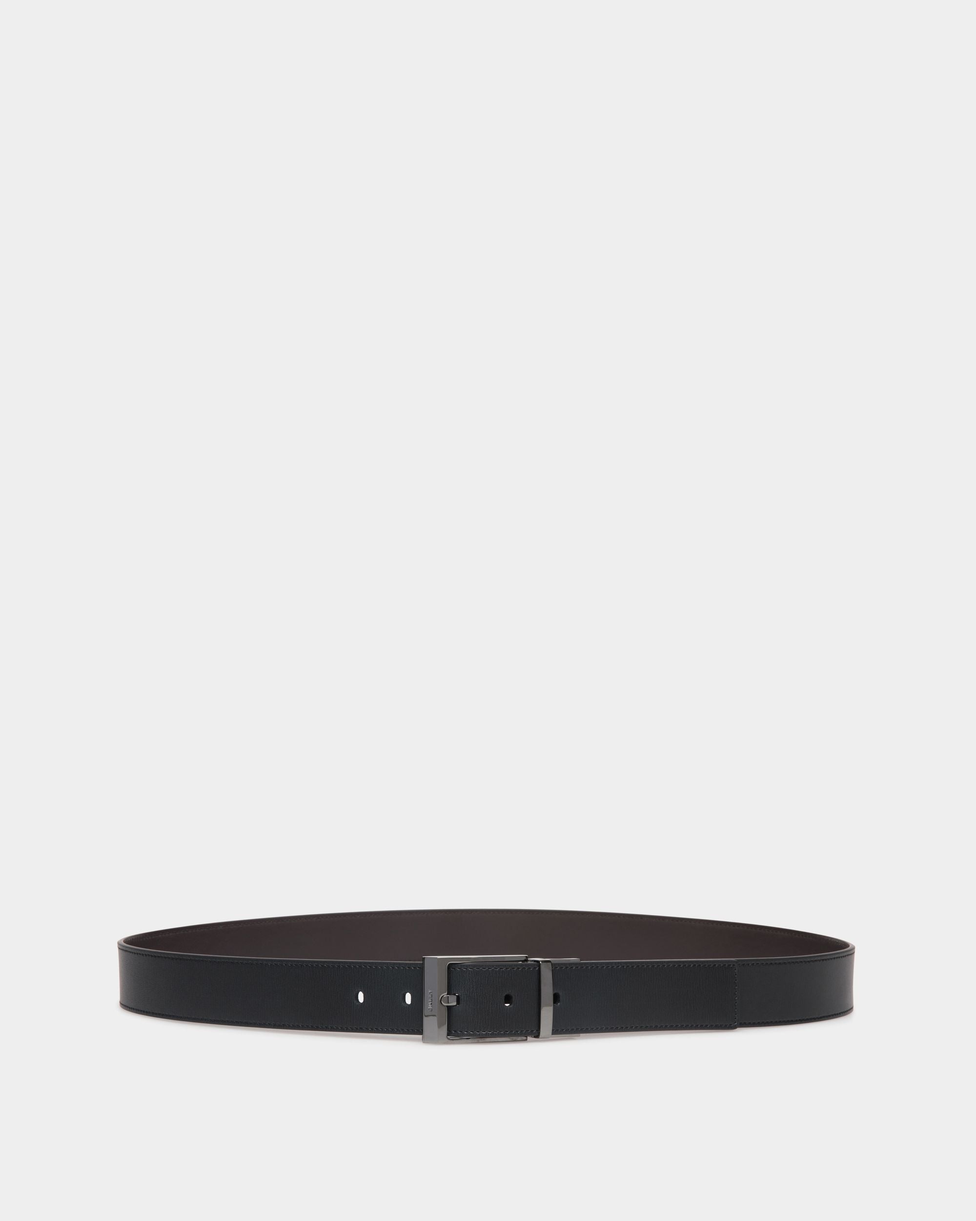 Cinturón Shiffie 35 Mm Reversible Y Ajustable De Piel Negra Y Ébano - Hombre - Bally - 01