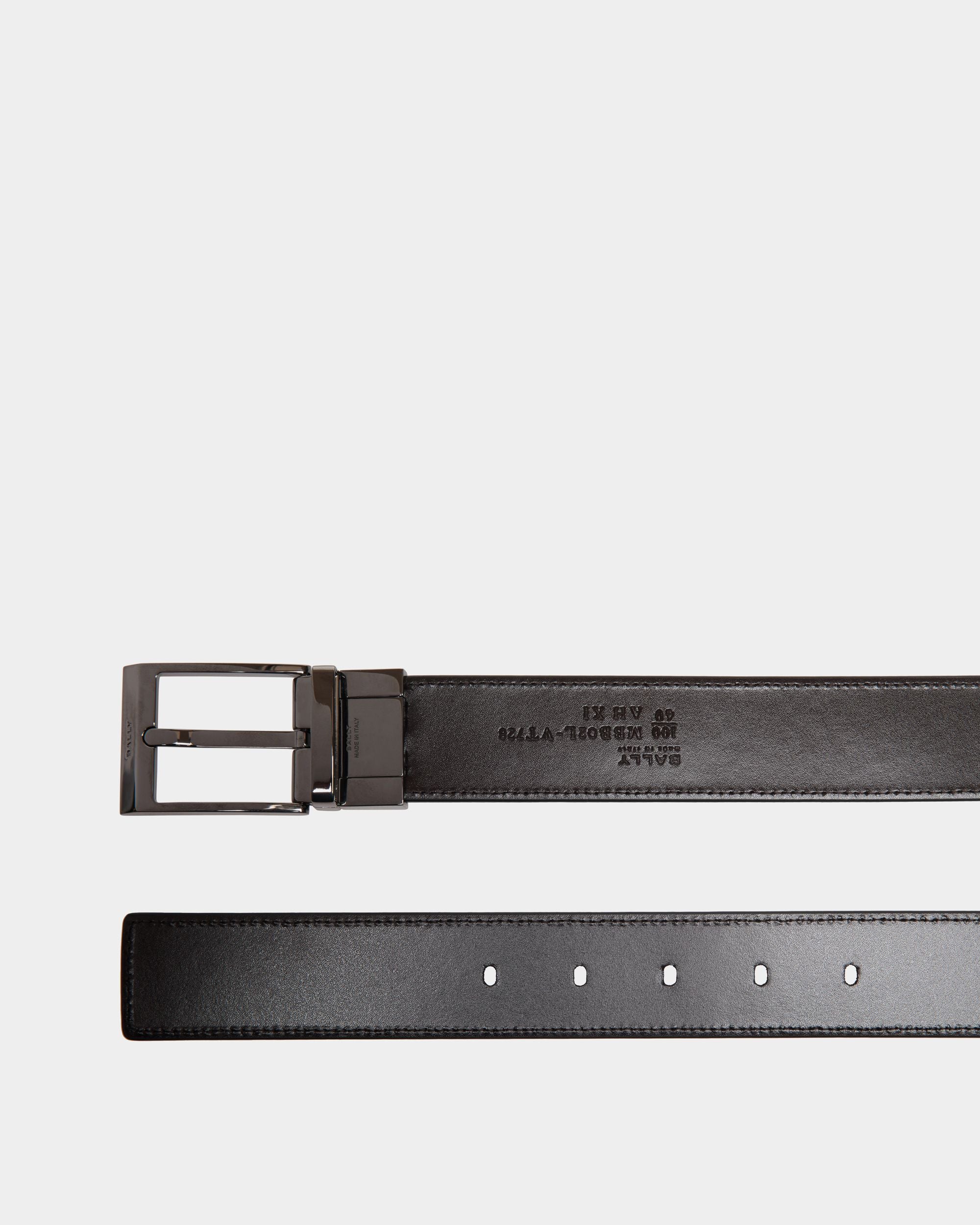 Cinturón Shiffie 35 Mm Reversible Y Ajustable De Piel Negra Y Ébano - Hombre - Bally - 02