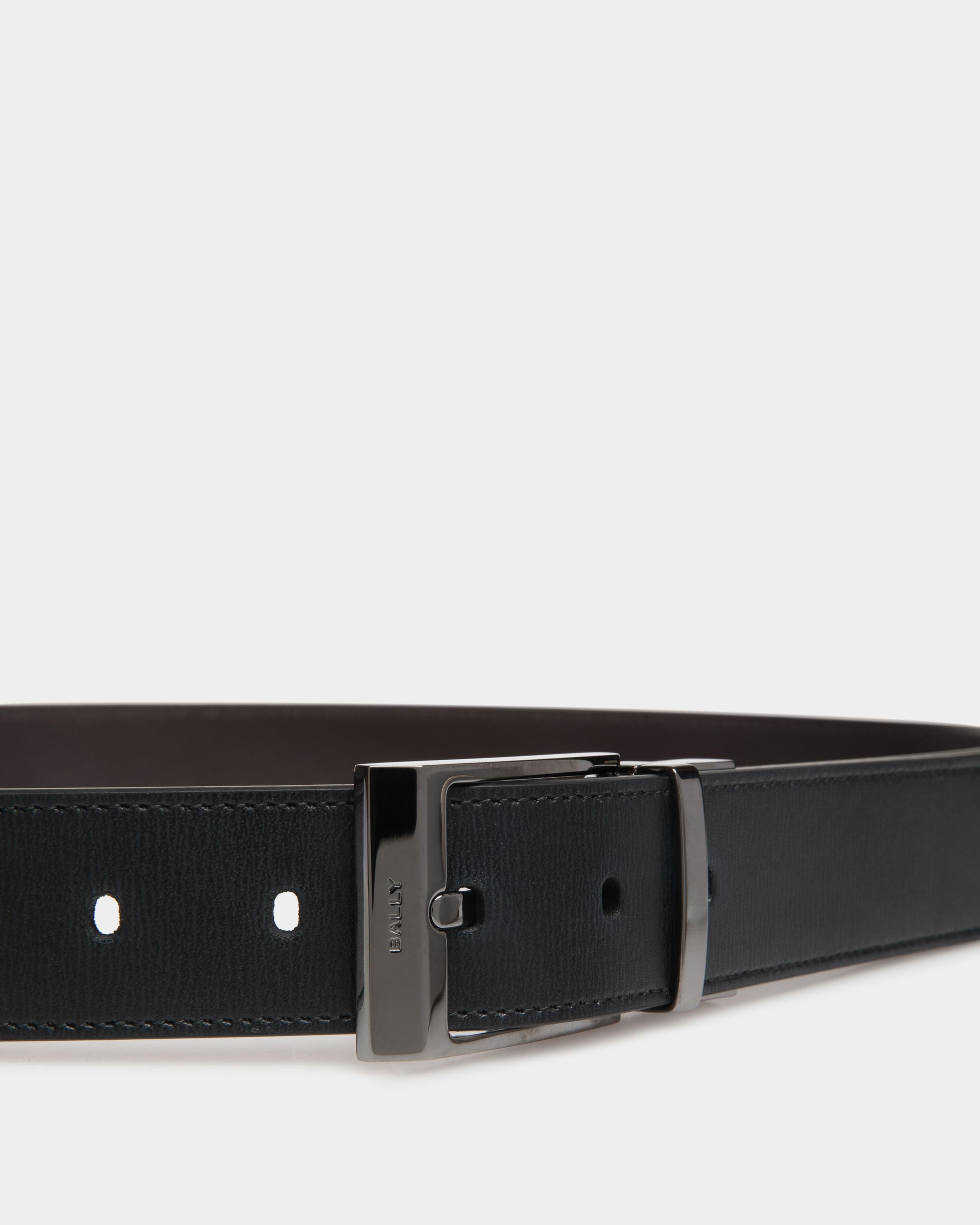 Cinturón Shiffie 35 Mm Reversible Y Ajustable De Piel Negra Y Ébano - Hombre - Bally - 03