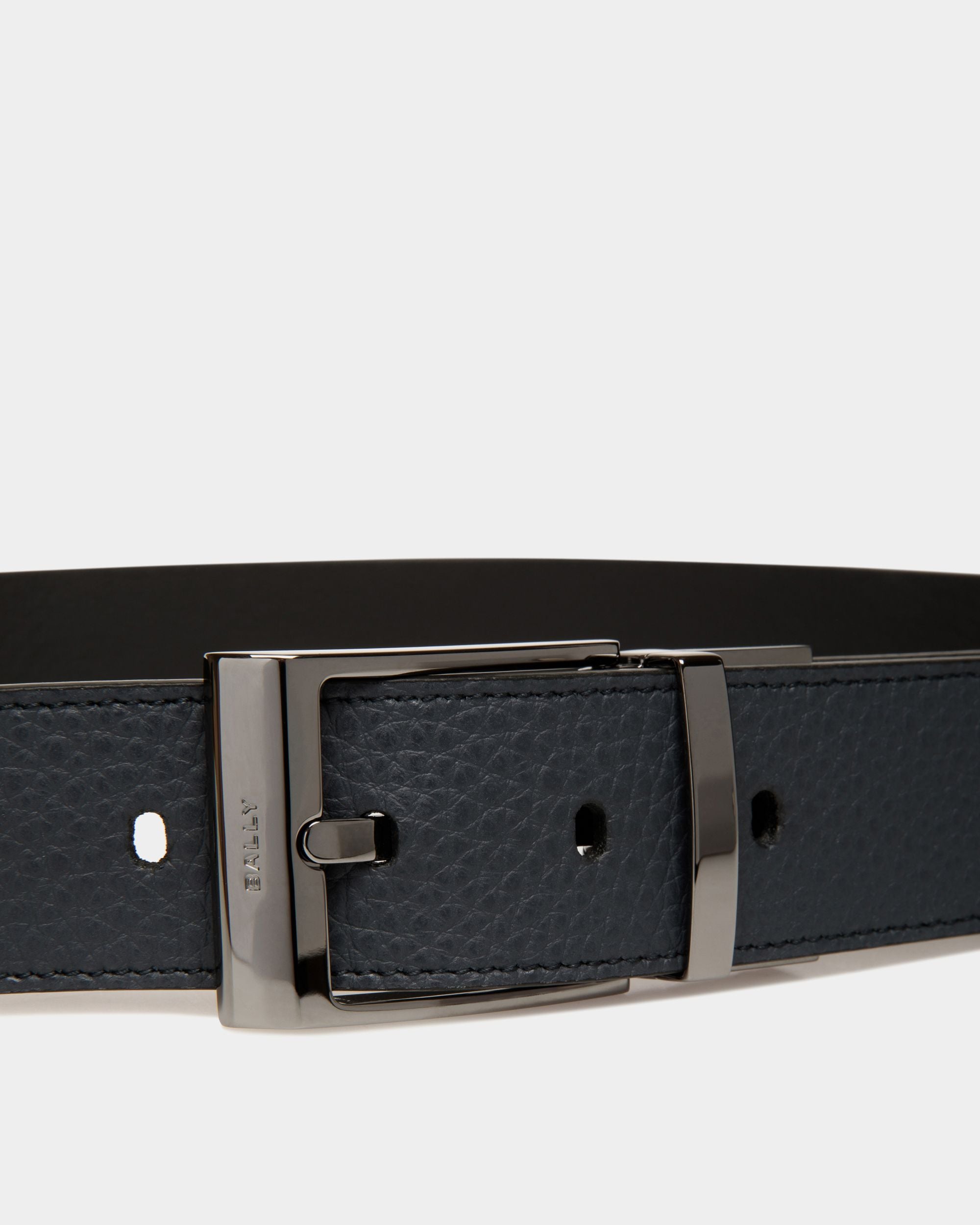 Cinturón Reversible Y Ajustable Shiffie 35 Mm De Piel Navy Blue Y Negra - Hombre - Bally - 03