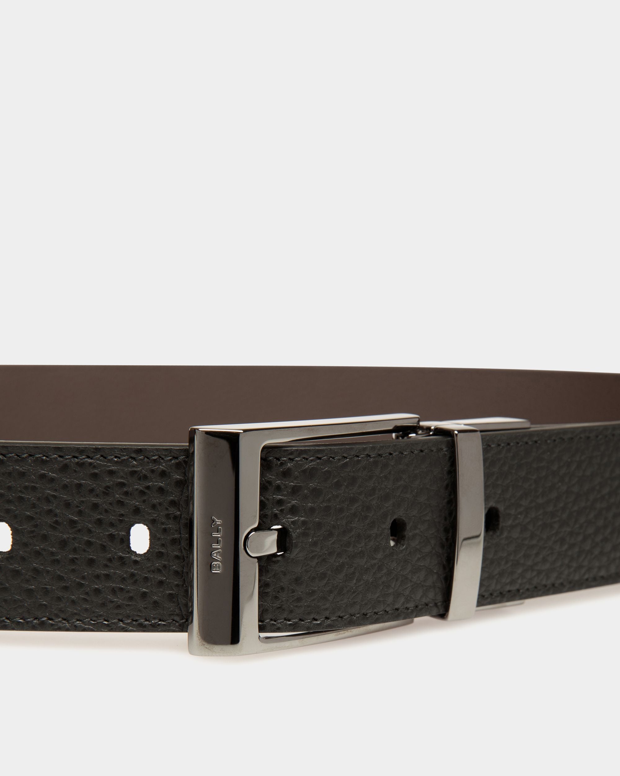 Cinturón Reversible Y Ajustable Shiffie 35 Mm De Piel Negra Y Ébano - Hombre - Bally - 04