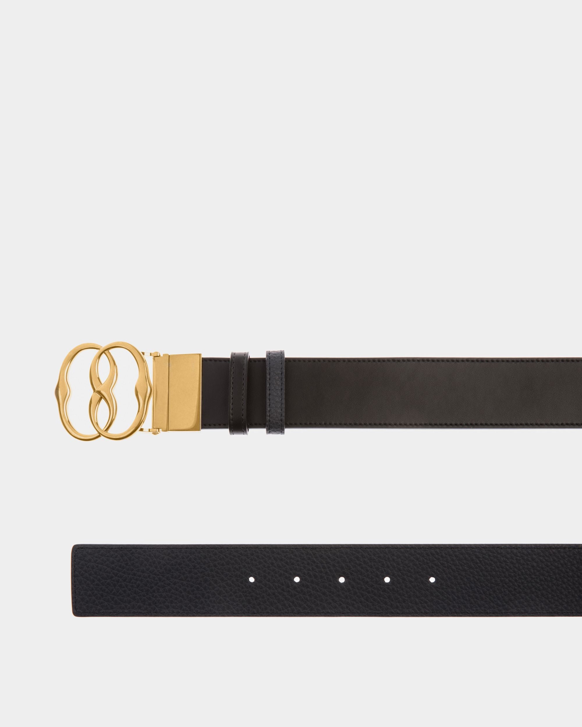 Emblem 40mm Adjustable and Reversible Belt in Black Leather - Men's - Bally - 02