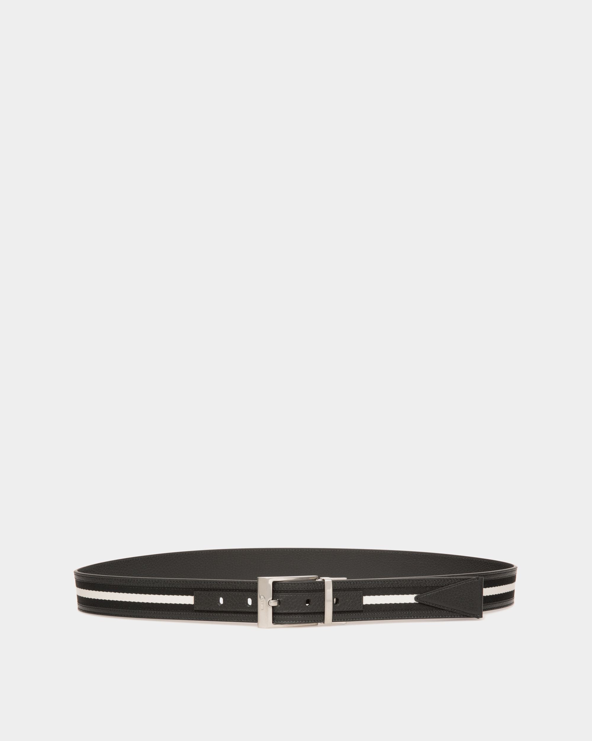 Shiffie 35mm Reversible Belt in Black and White Fabric And Leather - Hombre - Bally - 01