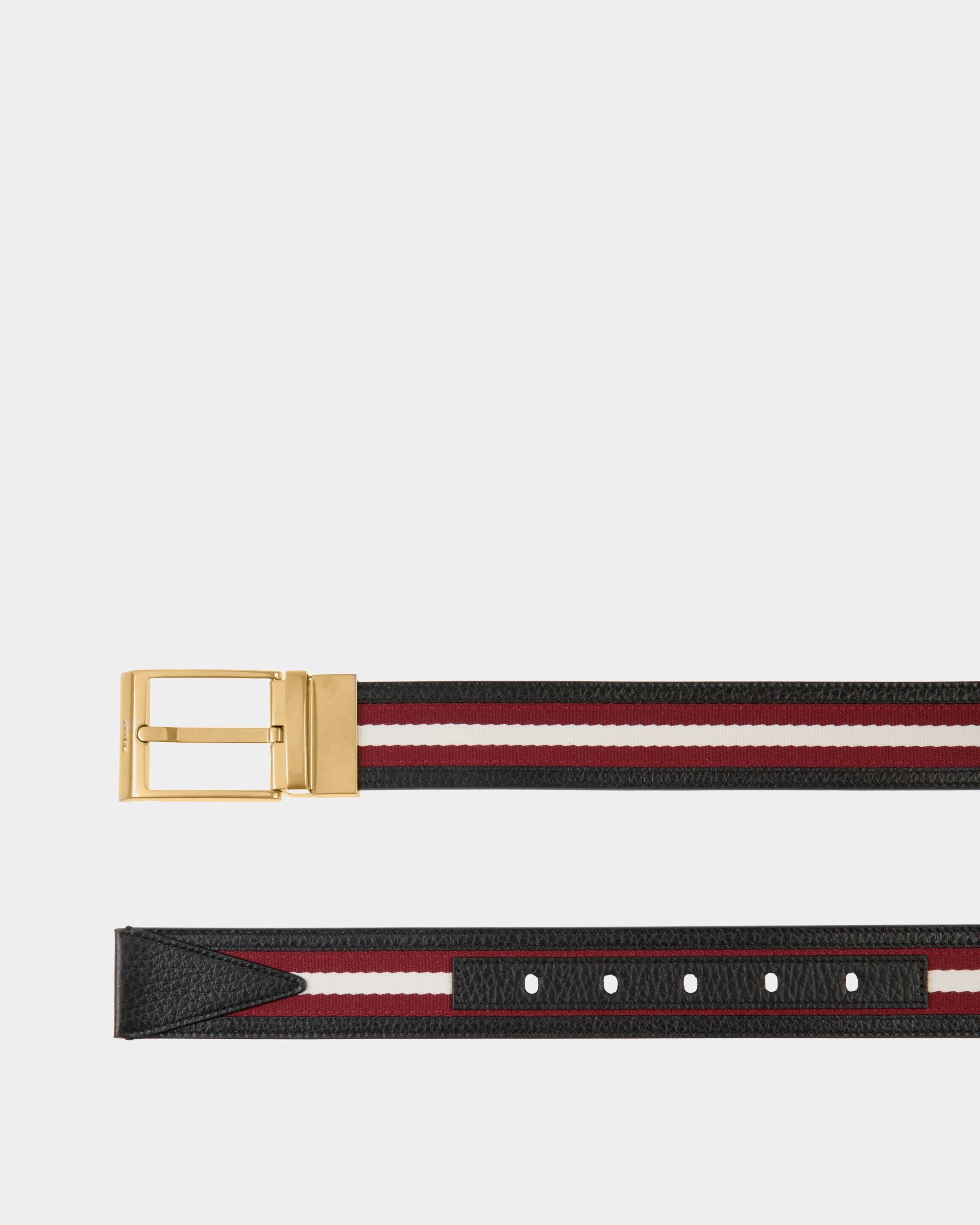 Cinturón Reversible Shiffie 35 Mm De Tela Y Piel Roja Y Blanca - Hombre - Bally - 02