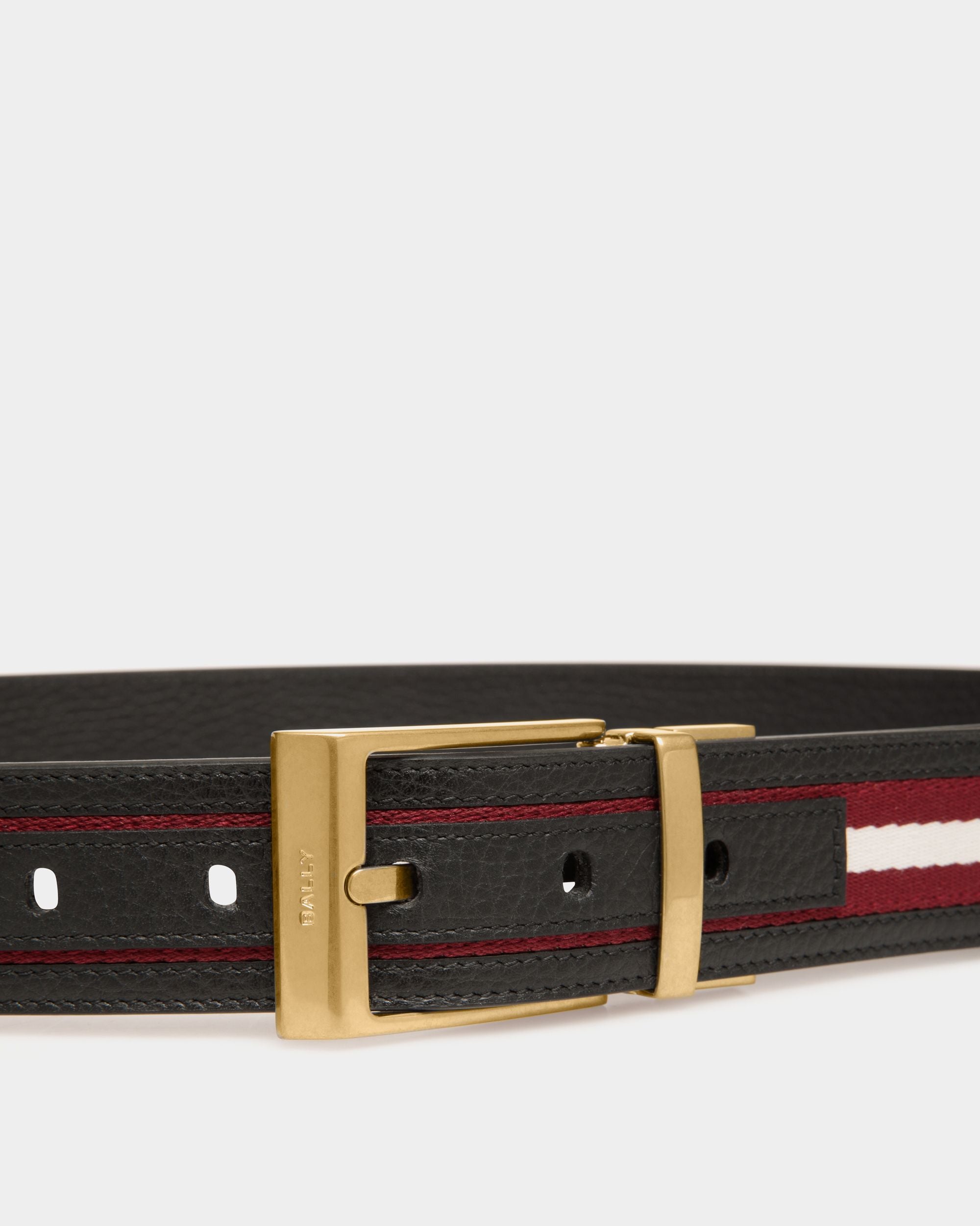 Cinturón Reversible Shiffie 35 Mm De Tela Y Piel Roja Y Blanca - Hombre - Bally - 03
