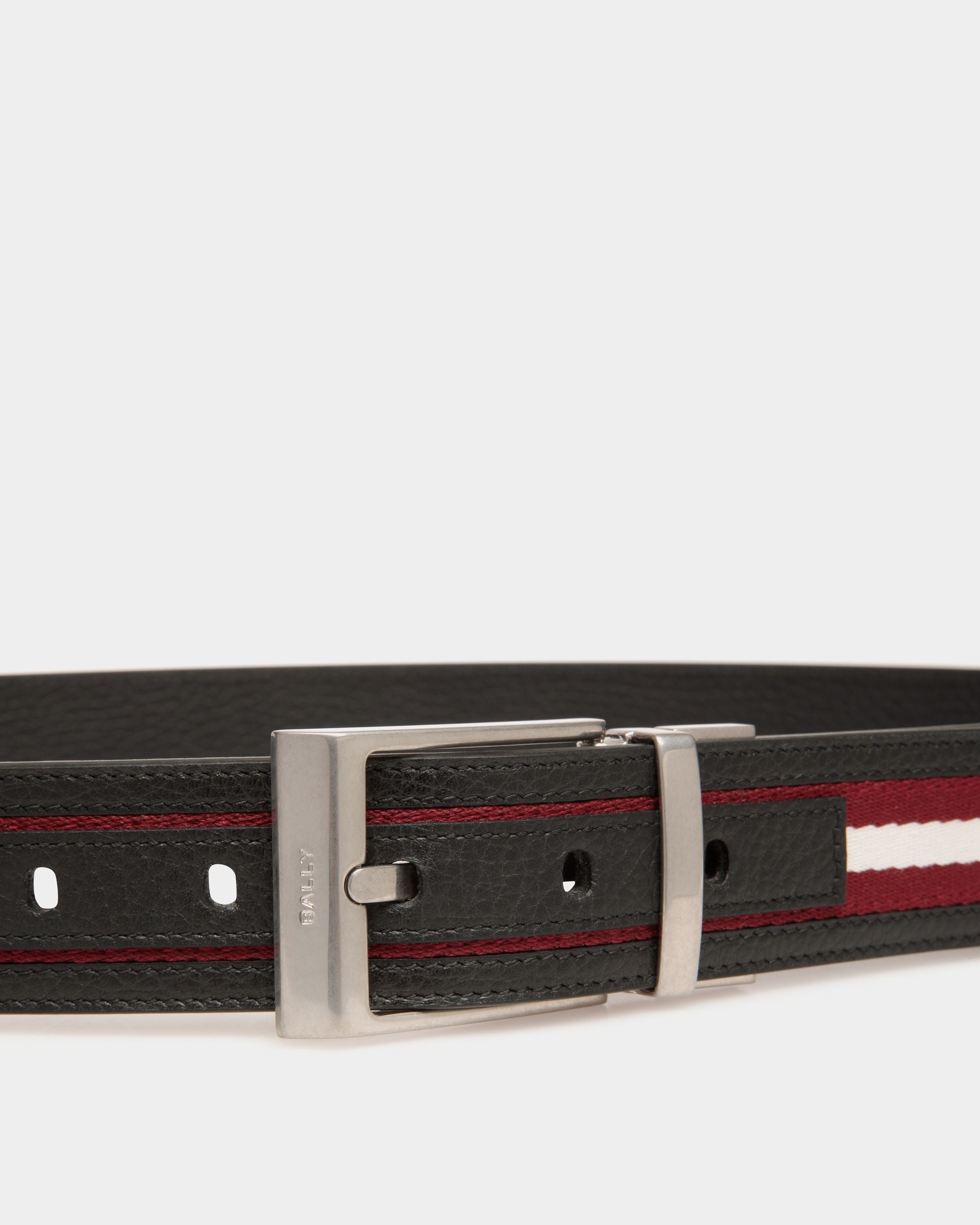 Cinturón Reversible Shiffie 35 Mm De Tela Y Piel Roja, Blanca Y Negra - Hombre - Bally - 03