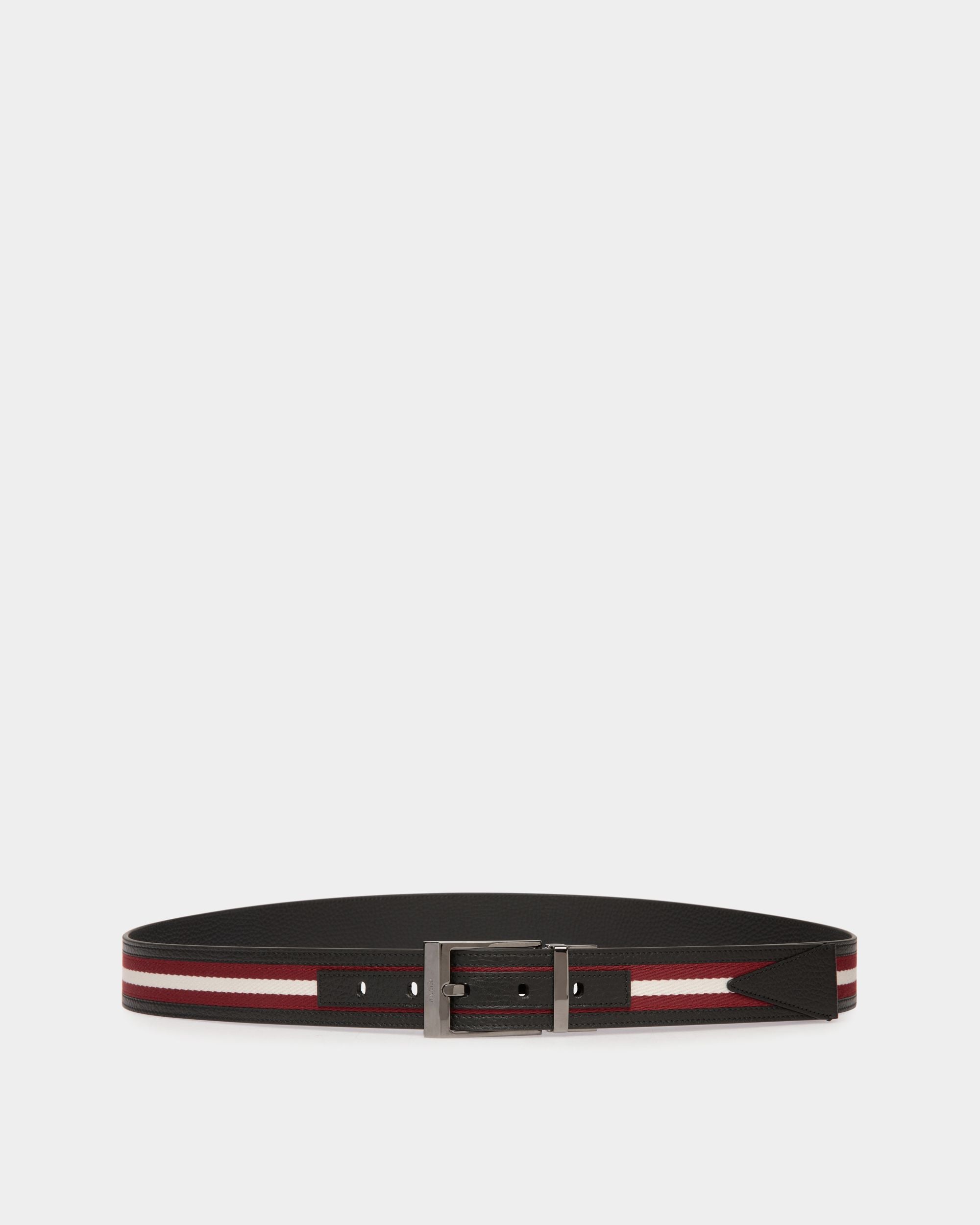 Shiffie 35mm Reversible Belt in Red and White Fabric And Black Leather - Hombre - Bally - 01