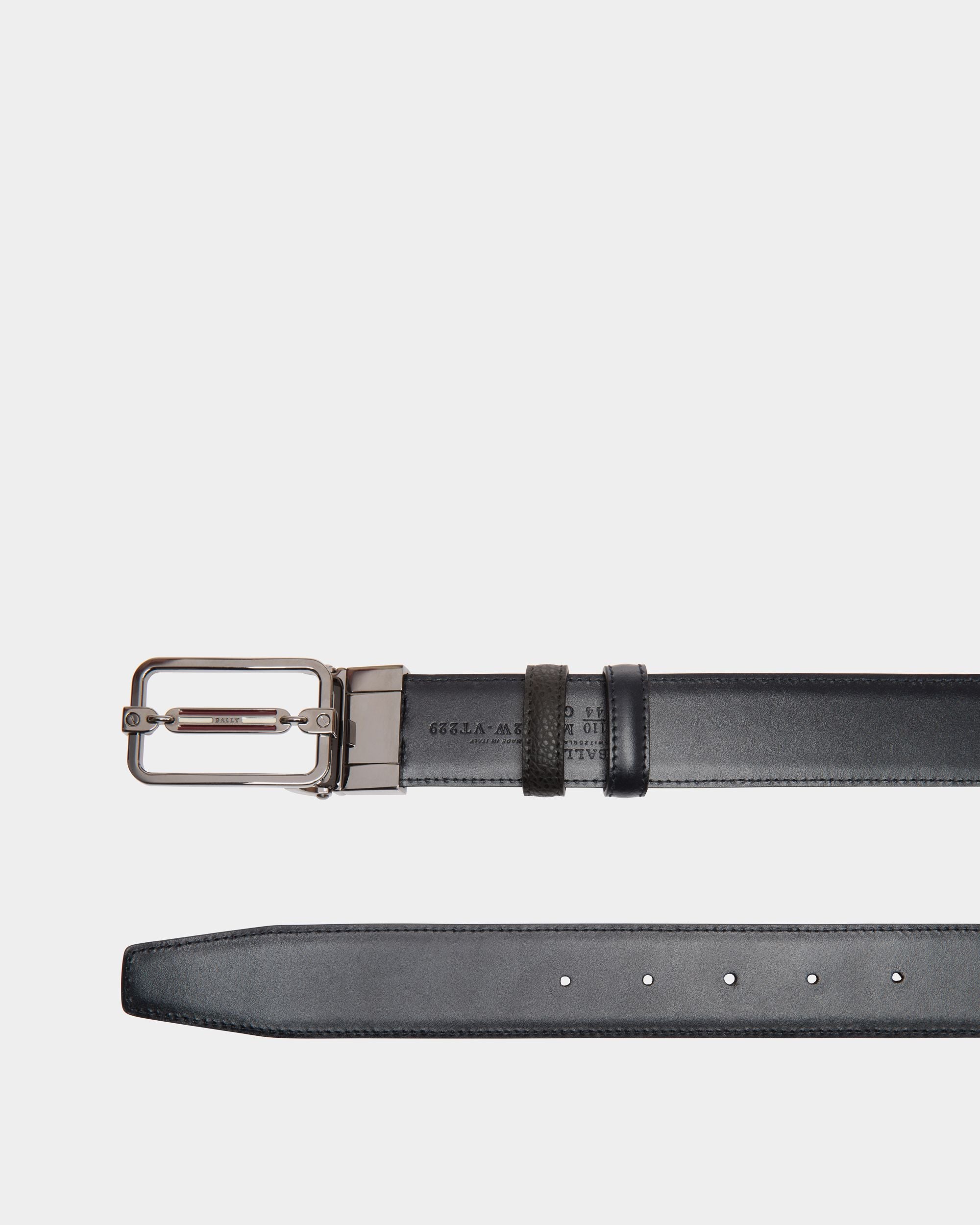 Adjustable-Reversible Belt In Black Bovine Split - Hombre - Bally - 02