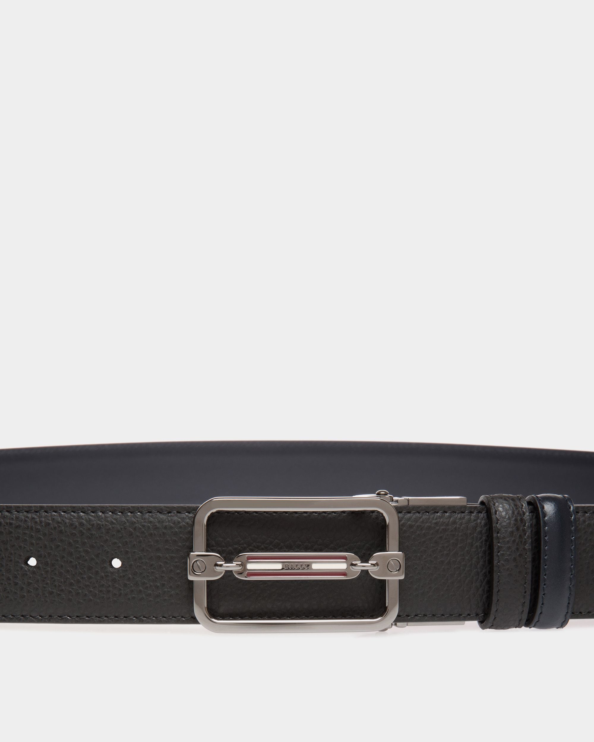 Adjustable-Reversible Belt In Black Bovine Split - Hombre - Bally - 03
