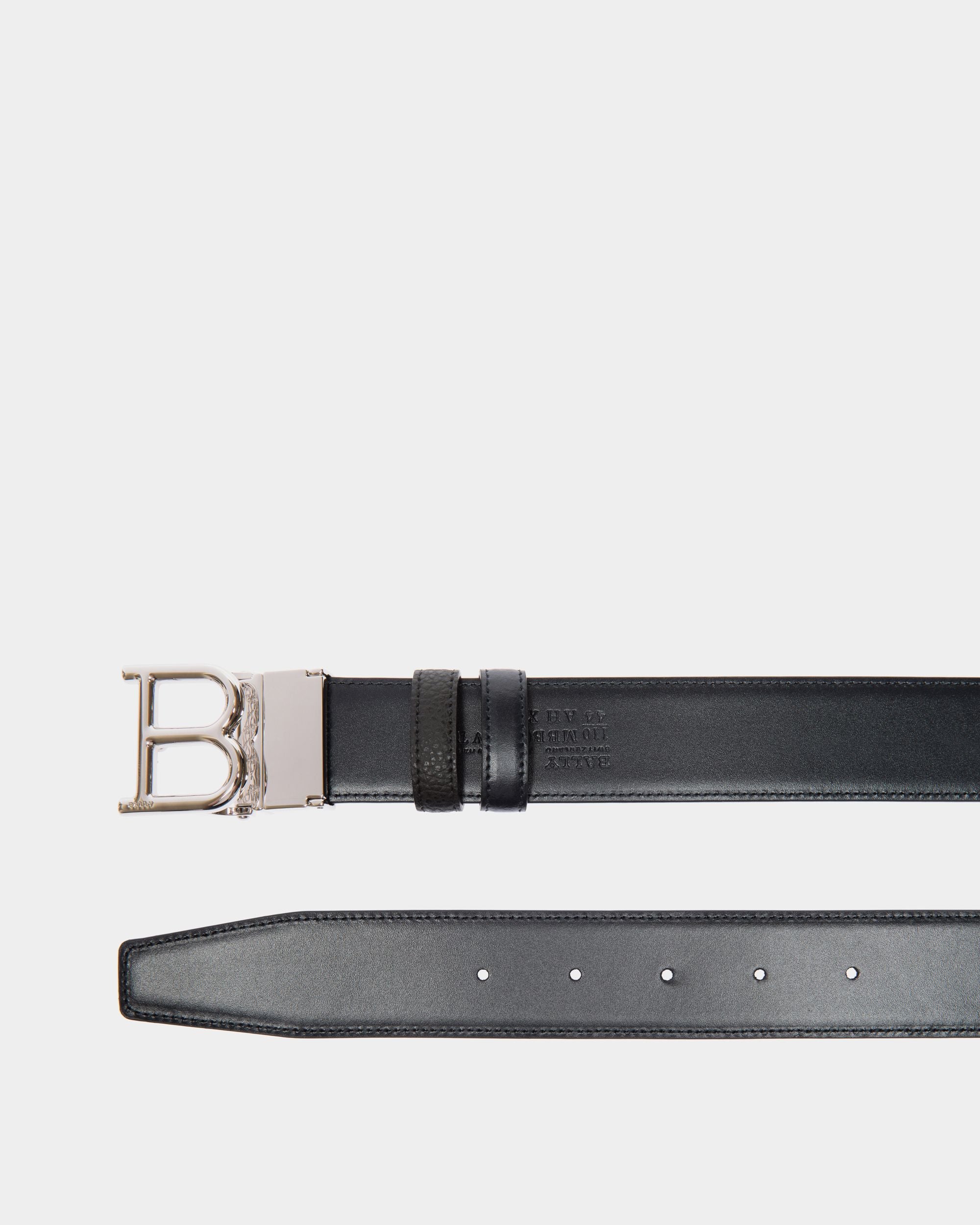 Adjustable Reversible Belt In Black Leather - Men's - Bally - 02