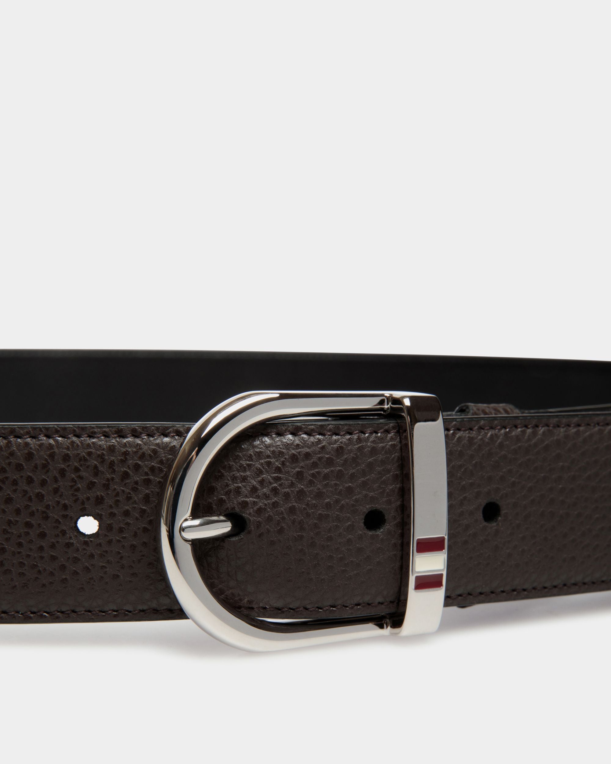 Adjustable Reversible Belt In Brown Leather - Men's - Bally - 03