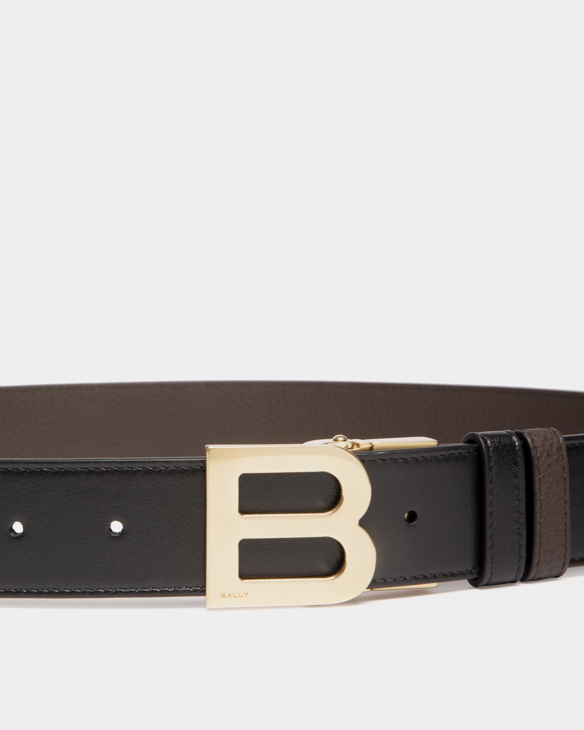B Logo 35mm Reversible And Adjustable Belt in Black And Brown Leather - Hombre - Bally - 03
