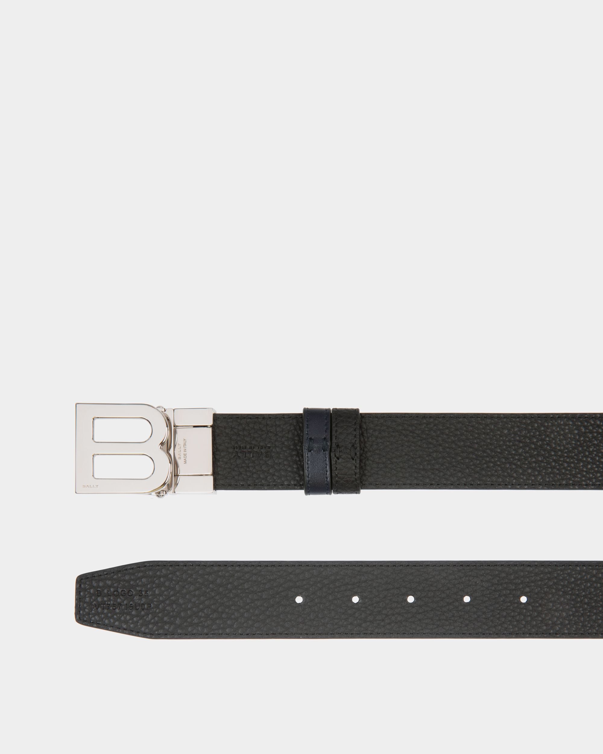 Cinturón Reversible Y Ajustable B Logo 35 Mm De Piel Navy Blue Y Negra - Hombre - Bally - 03
