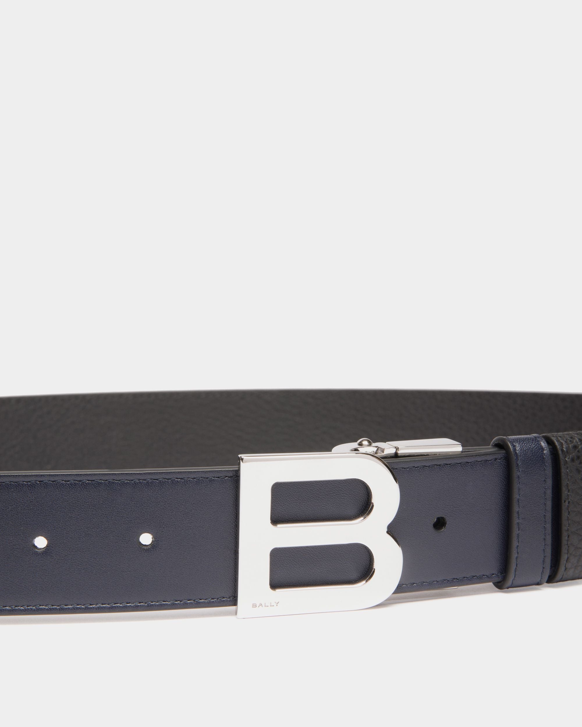 Cinturón Reversible Y Ajustable B Logo 35 Mm De Piel Navy Blue Y Negra - Hombre - Bally - 04