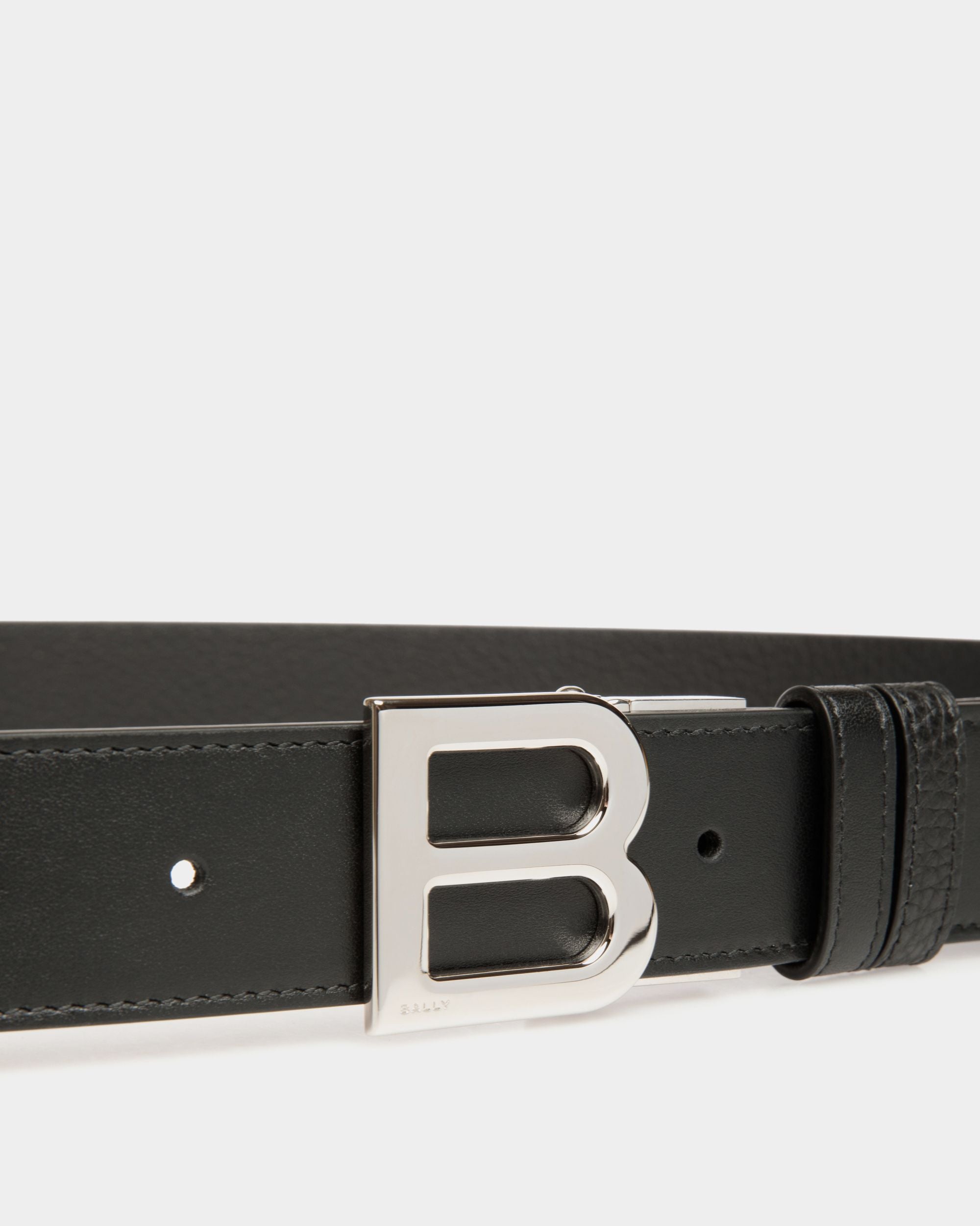 B Logo 35mm Reversible And Adjustable Belt in Black Leather - Men's - Bally - 03