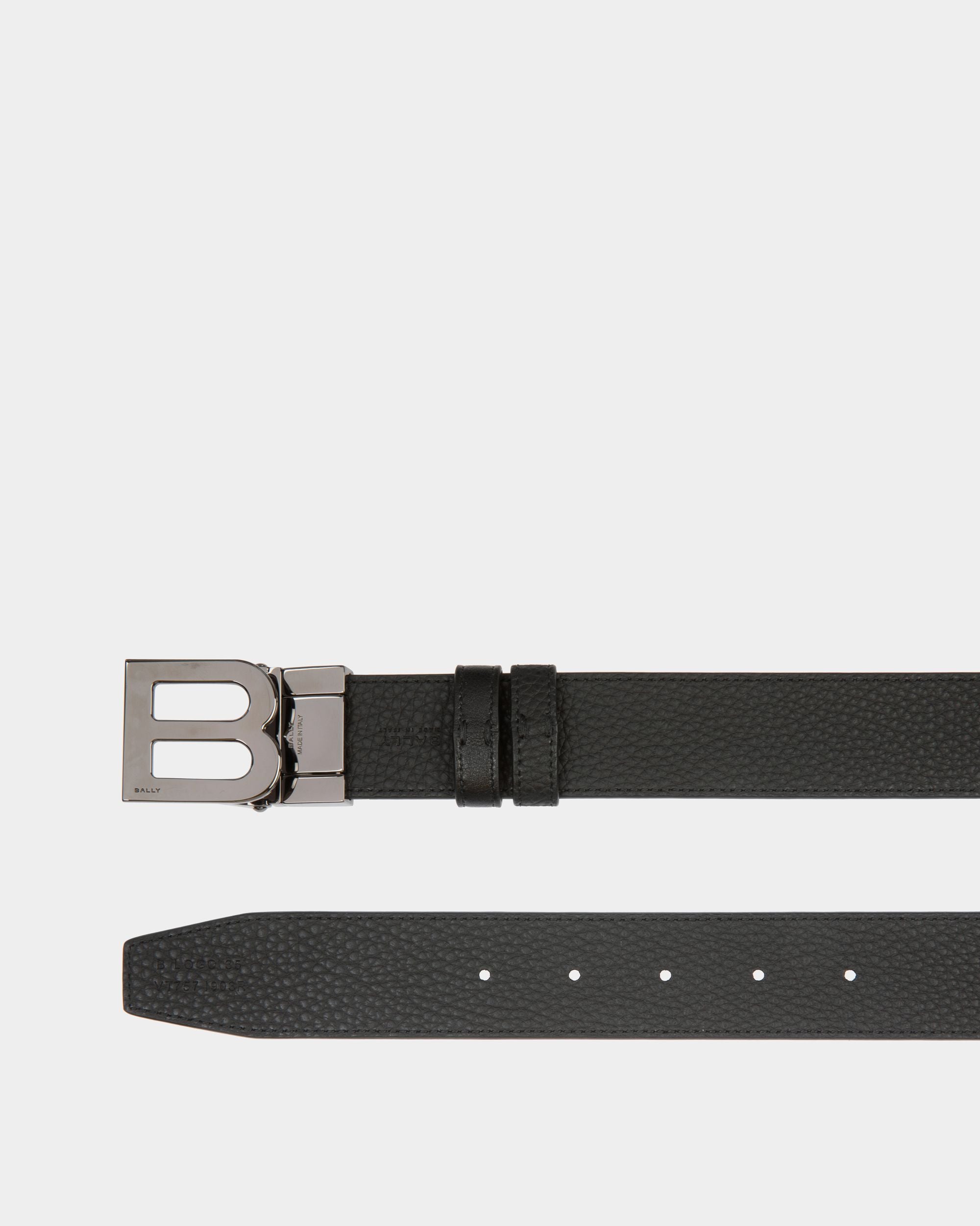 B Logo 35mm Reversible And Adjustable Belt in Black Leather - Hombre - Bally - 02