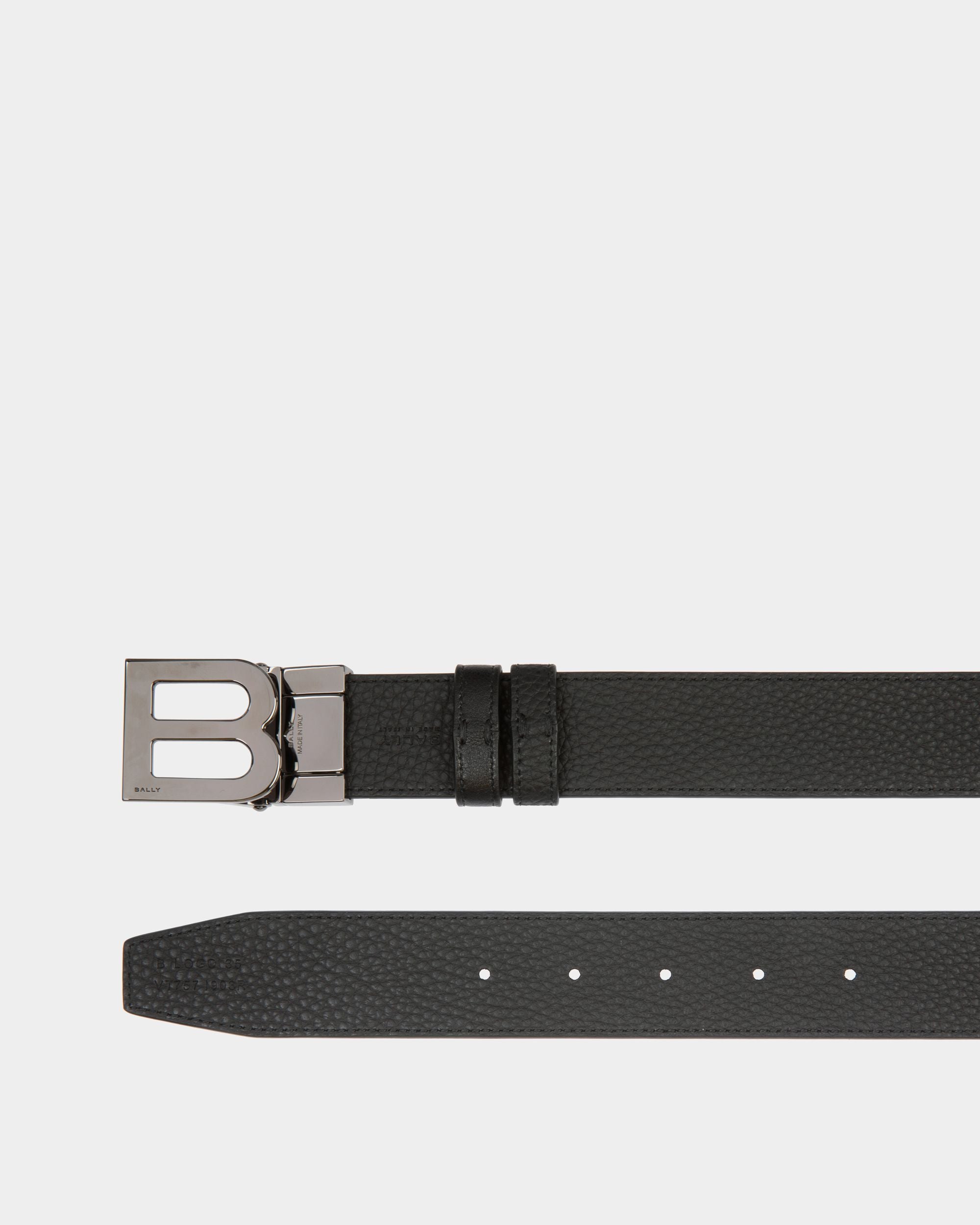 B Logo 35mm Reversible And Adjustable Belt in Black Leather - Hombre - Bally - 03